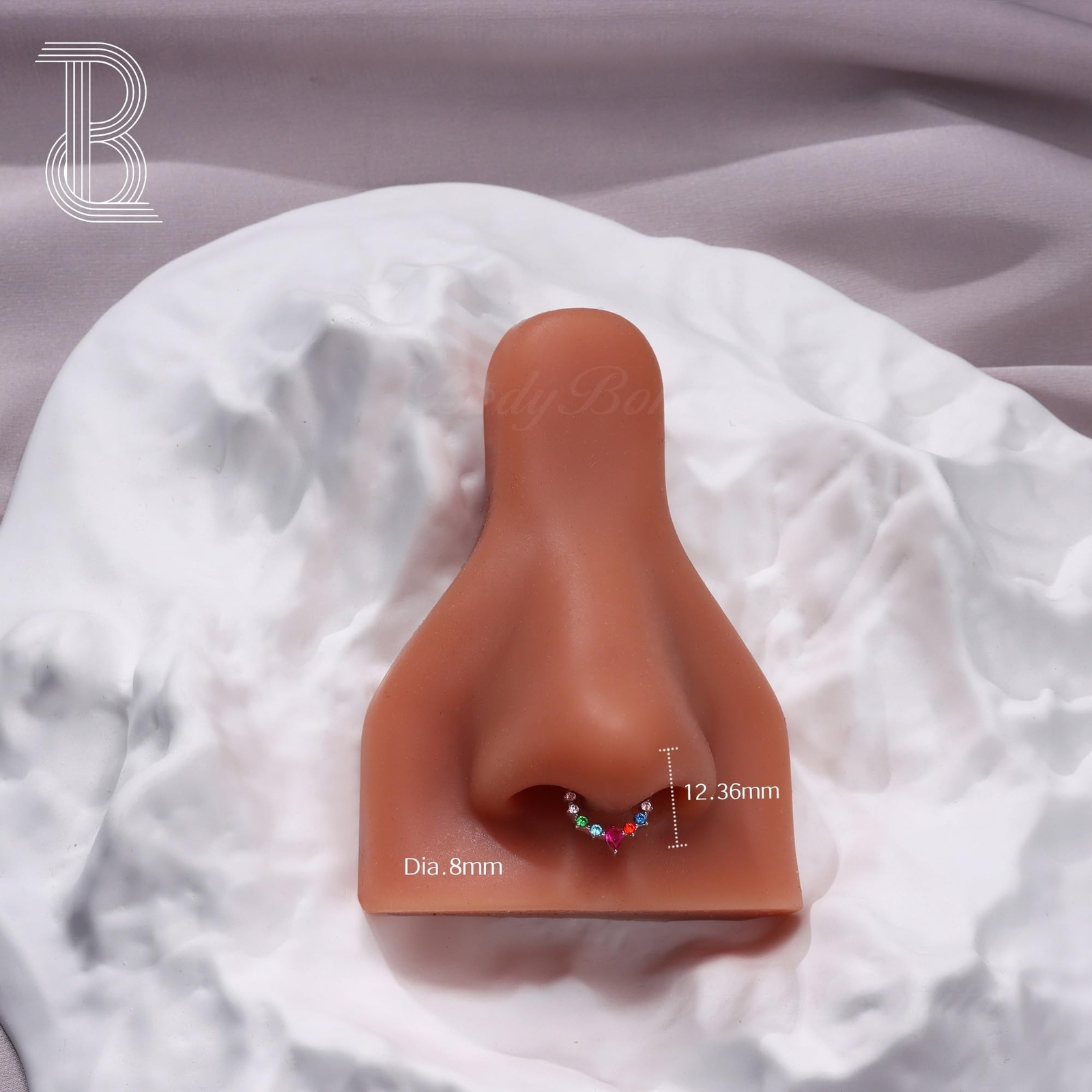 BodyBonita 16G Septum Rings Jewelry – Cubic Zirconia Luxe 316L Stainless Stee…