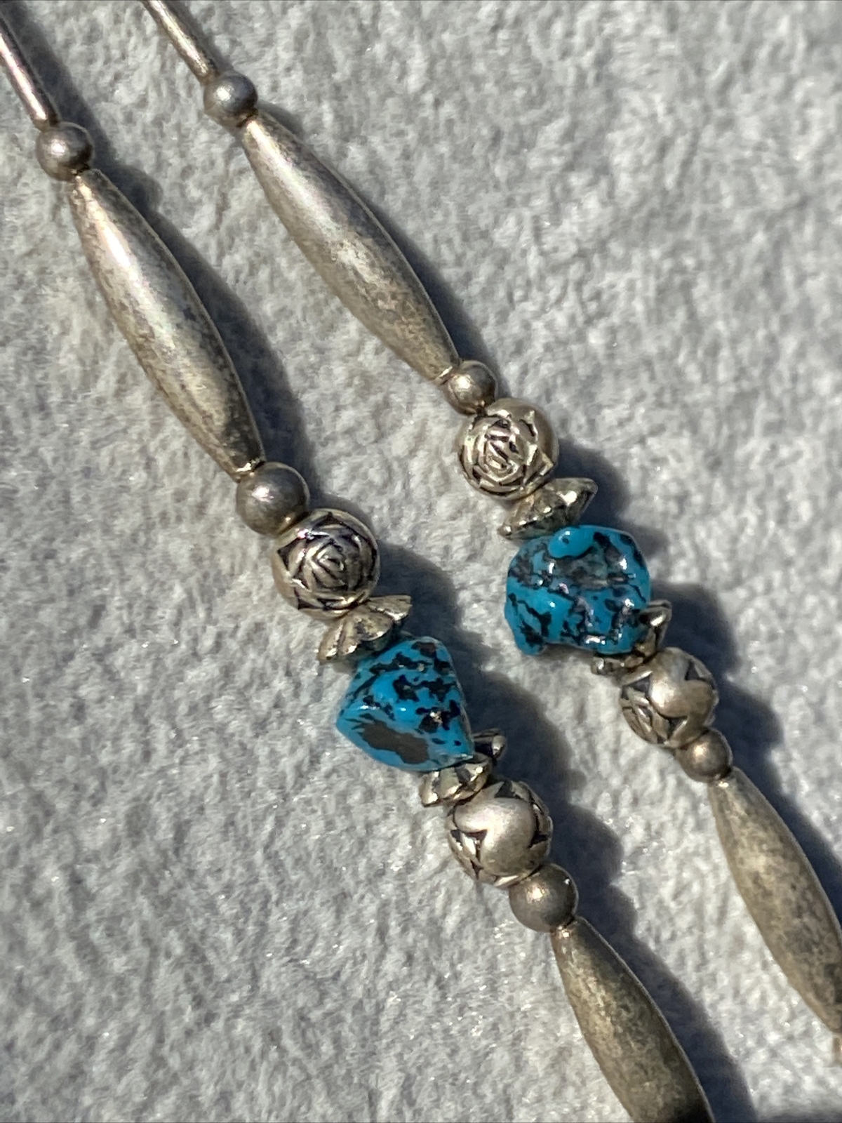 Vintage Necklace Southwest Liquid Silver Turquoise Estate Fine Jewelry Pre-Owned