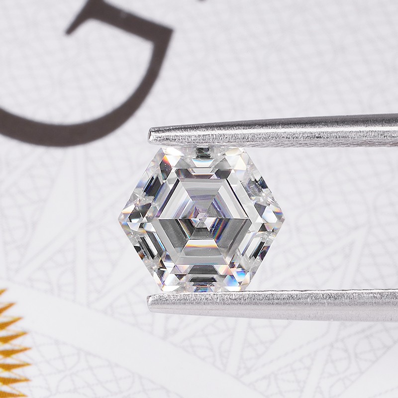 Natural 0.4-5ct Multicolor Hexagon Cut Moissanite Stone VVS1 GRA for Jewelry