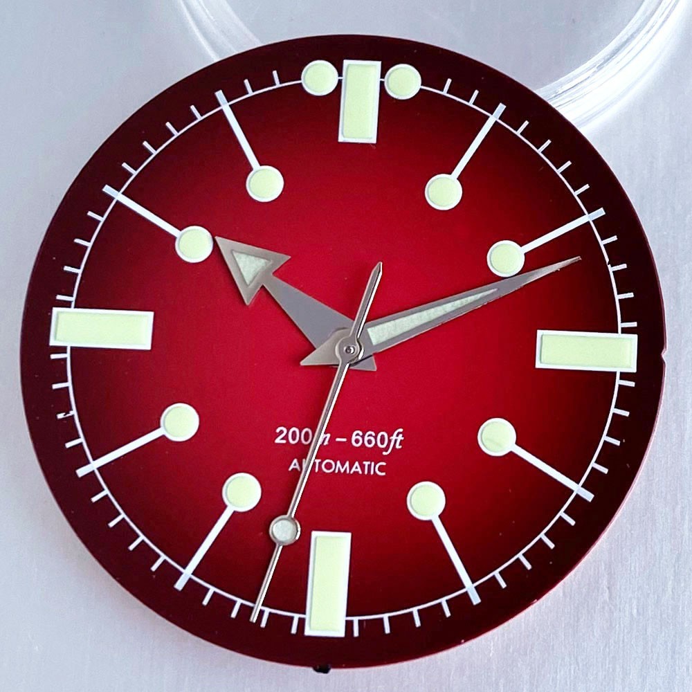 31mm Red Blue White Black Watch Dial for NH35 NH36 PT5000 Dive Watch Green Lume