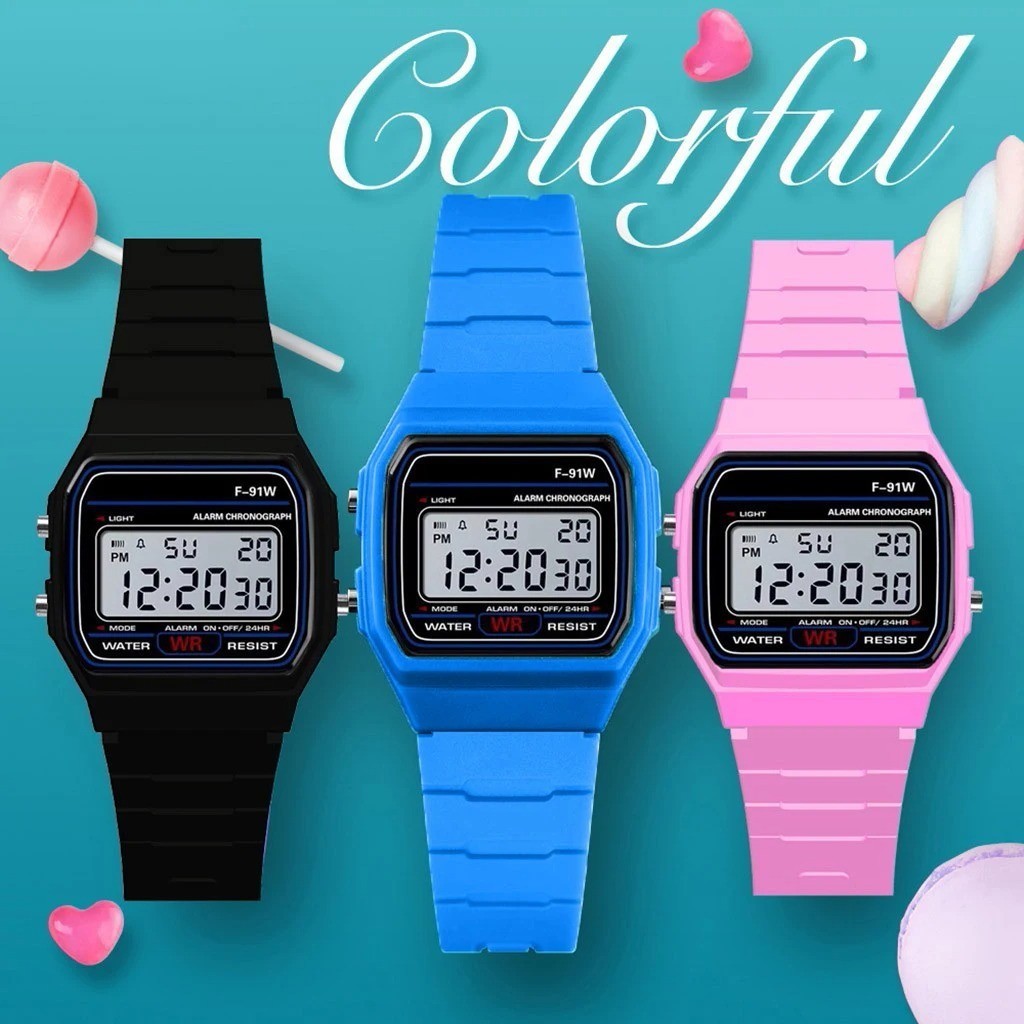 F 91W Classic Digital Resin Strap Watch Stopwatch Chronograph Sport Unisex Men