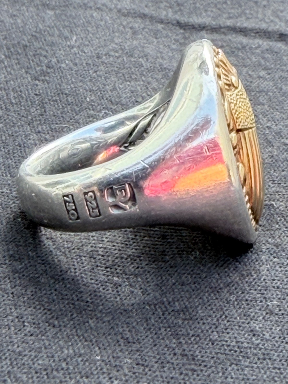 DAVID YURMAN PETRVS® SCARAB SIGNET RING sz 7 Sterling silver with 18-kt gold