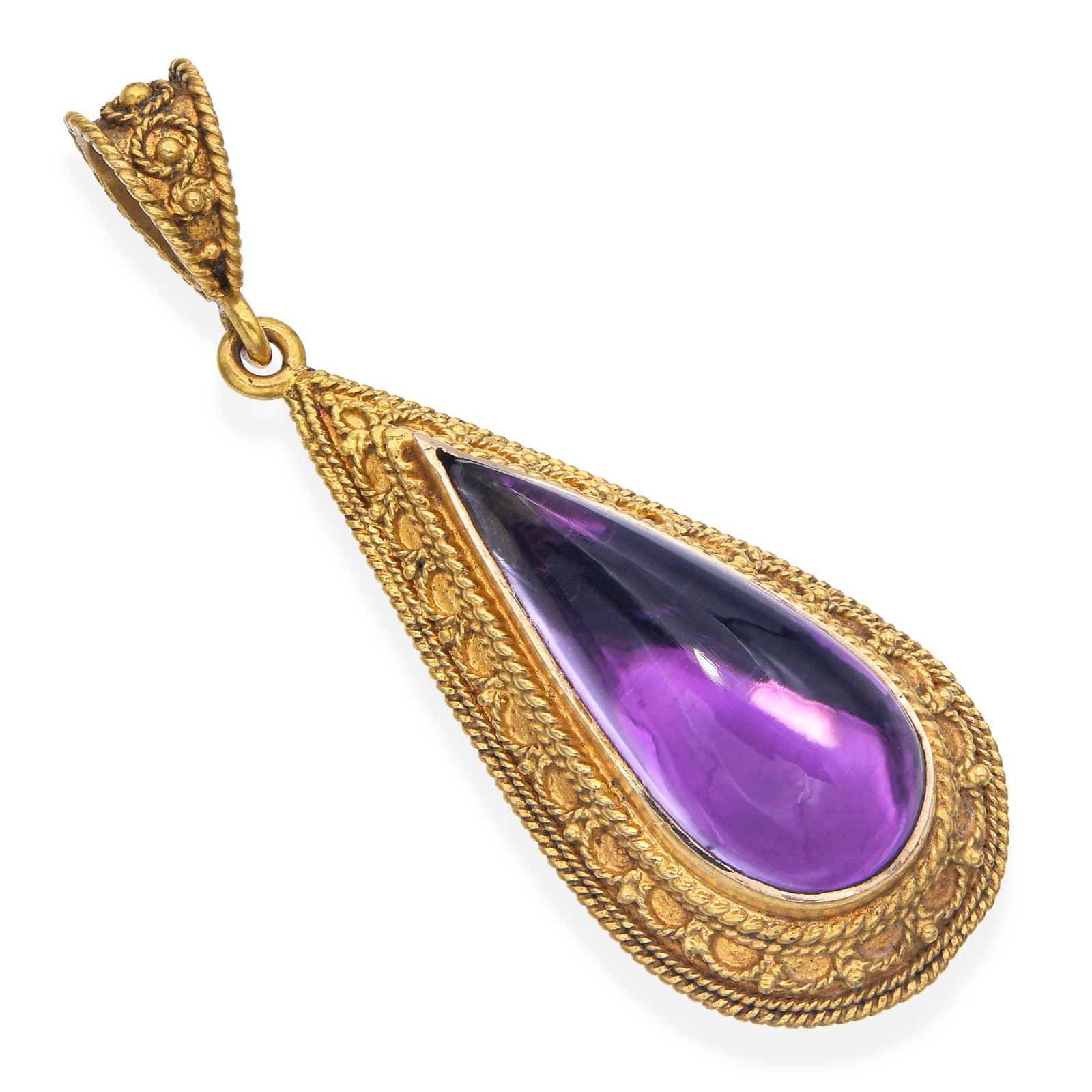 Vintage 14k Yellow Gold Foil Backed 3.90ct Amethyst Pendant