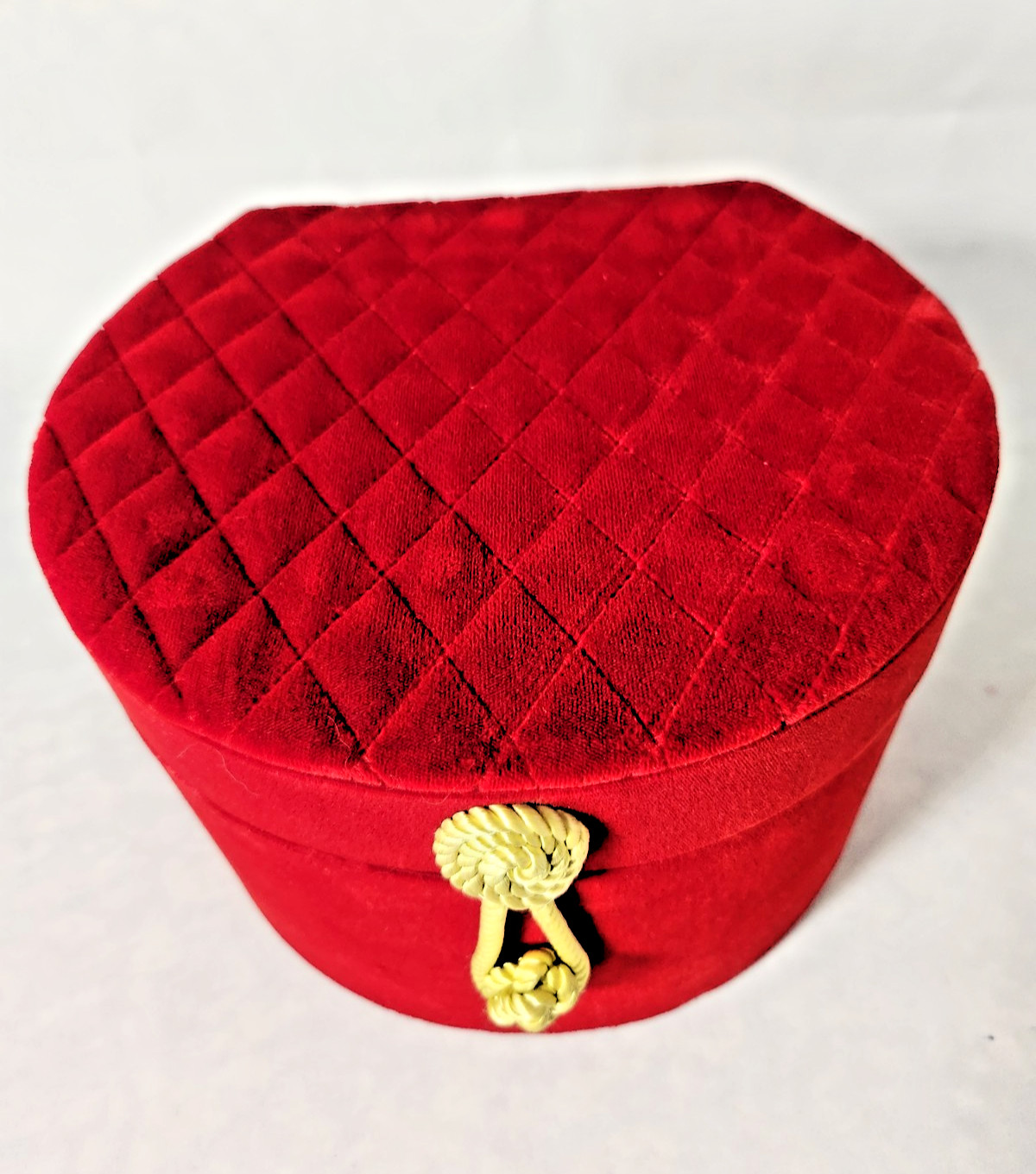 Vintage Lazarus Red Velvet Ornate Gold Closure 8.5×7.5″ Jewelry/Keepsake Box