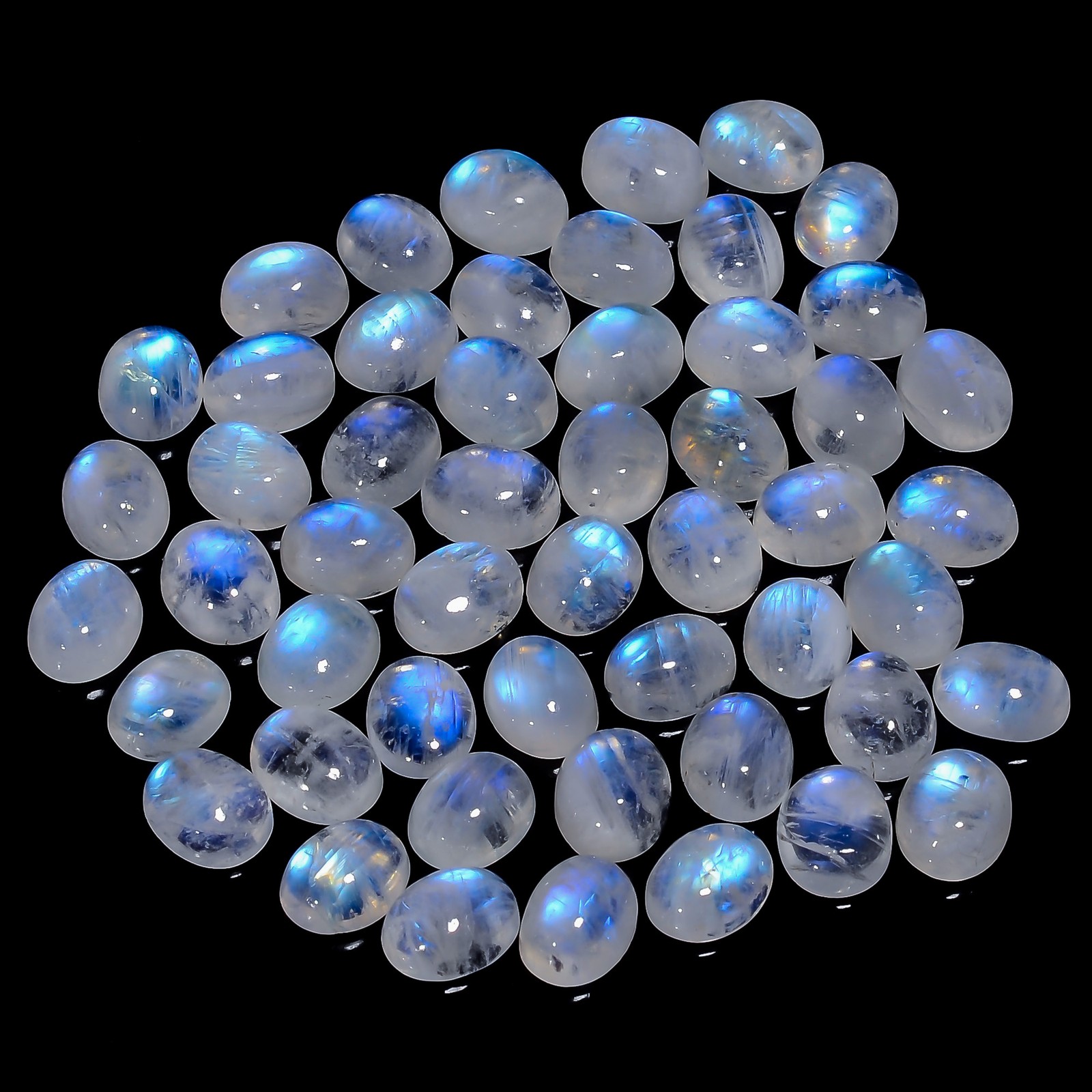 Natural Rainbow Moonstone Oval Cabochon Gemstone Lot 20 Ct. 10X8X4 mm UGL-3