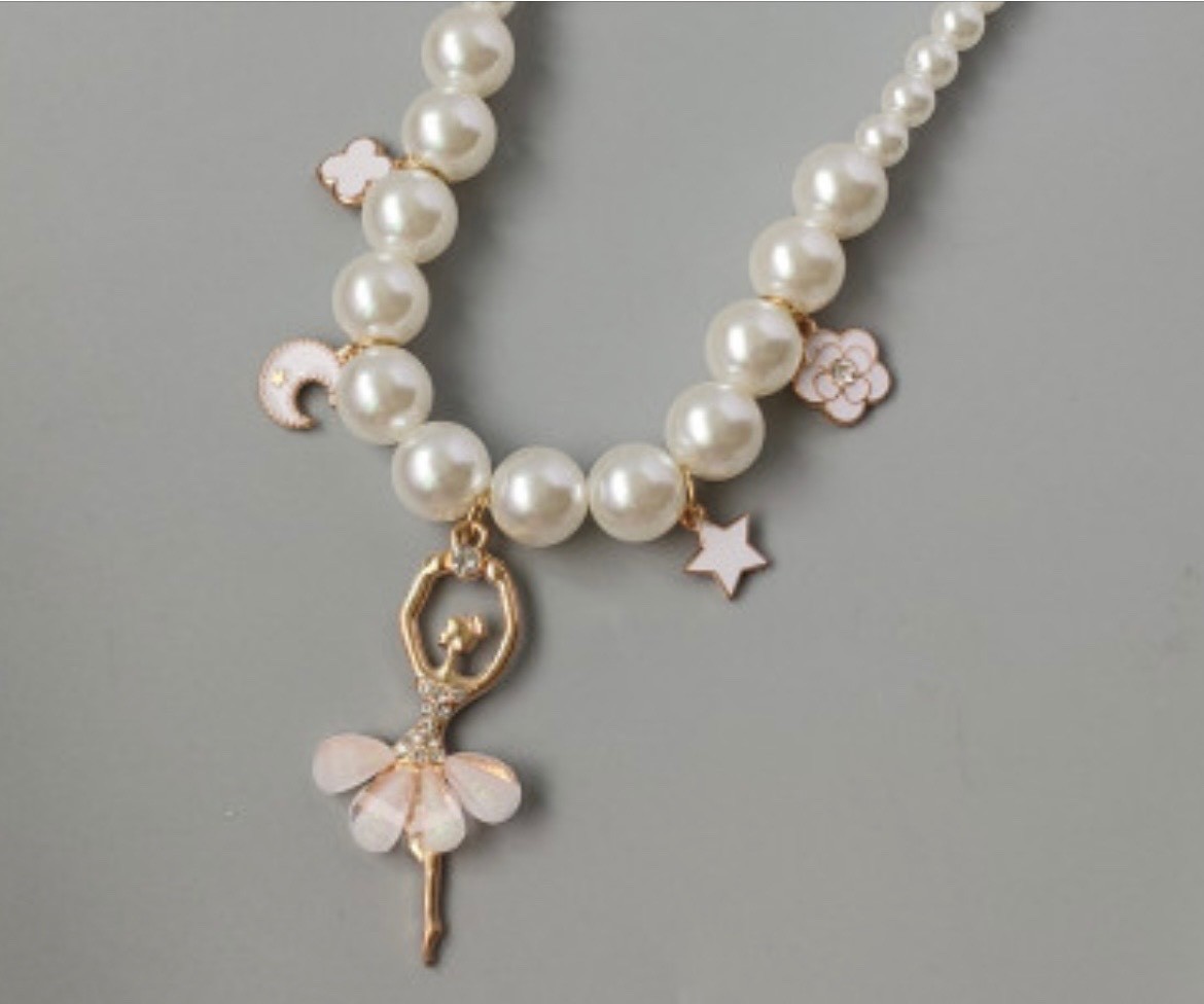 Carry Your Dreams – Ballerina Pearl Necklace | Pink Ballet Charm | Elegant Gift