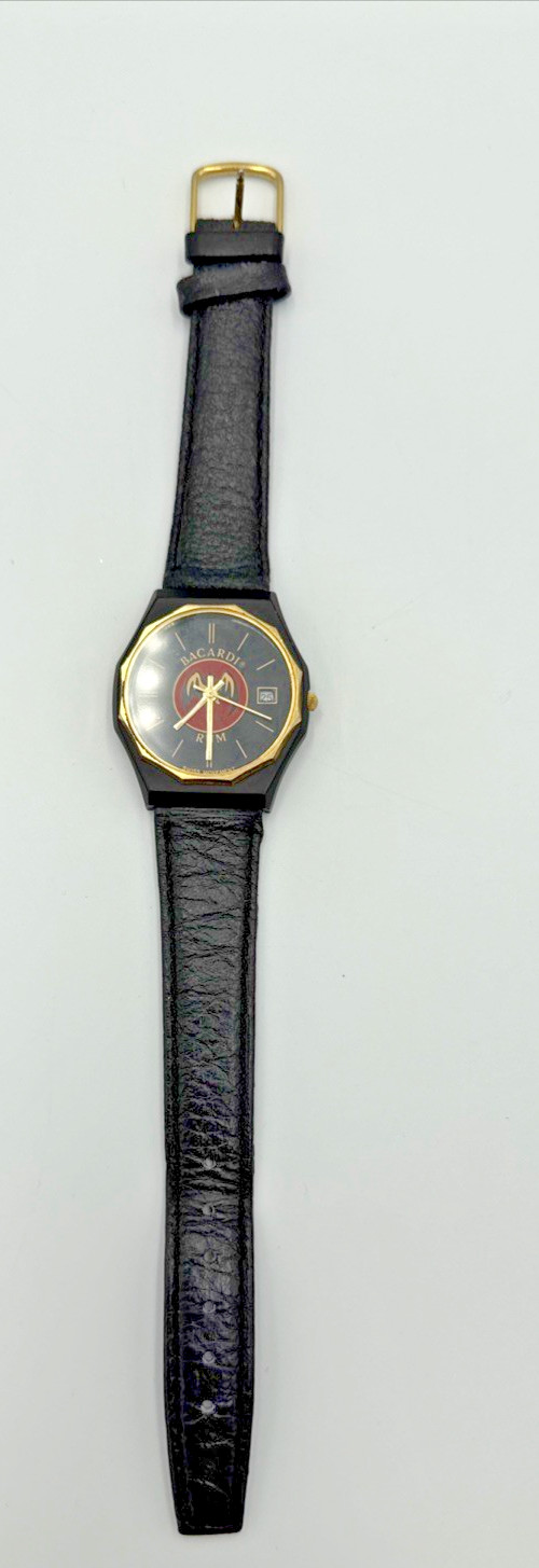Vintage 80s Bacardi Rum Promotional Quartz Watch Octagonal Case Untested+Battery