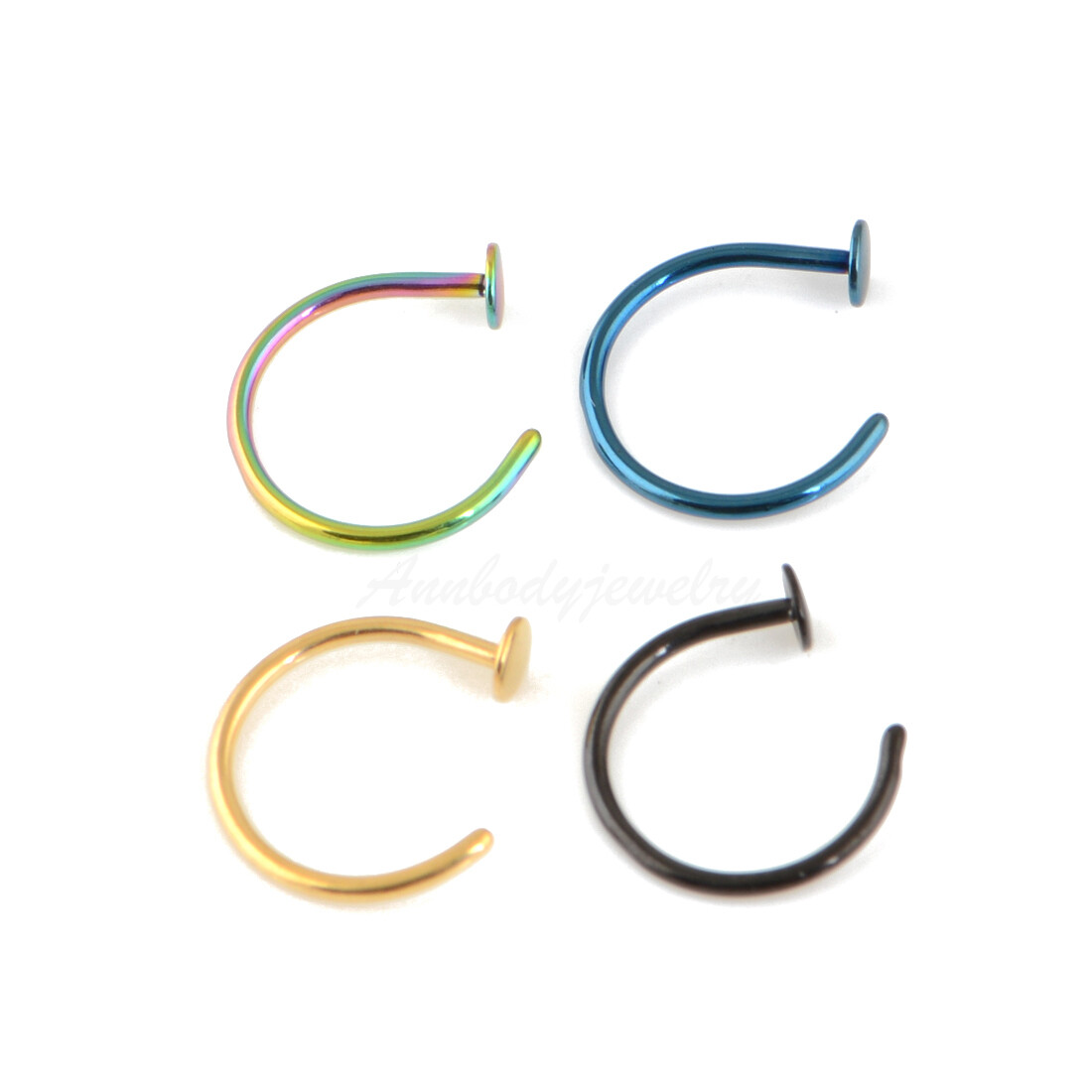 20g 18g Nose Ring Titanium Plated Hoop 5/16″ (8mm) 3/8″ (10mm) Diameter