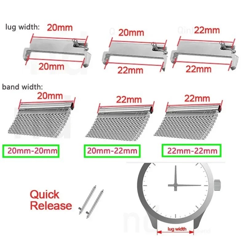 FOR CASIO AE1200 AE1300 WATCH STRAP ADAPTER LUG 18mm TO 22mm METAL