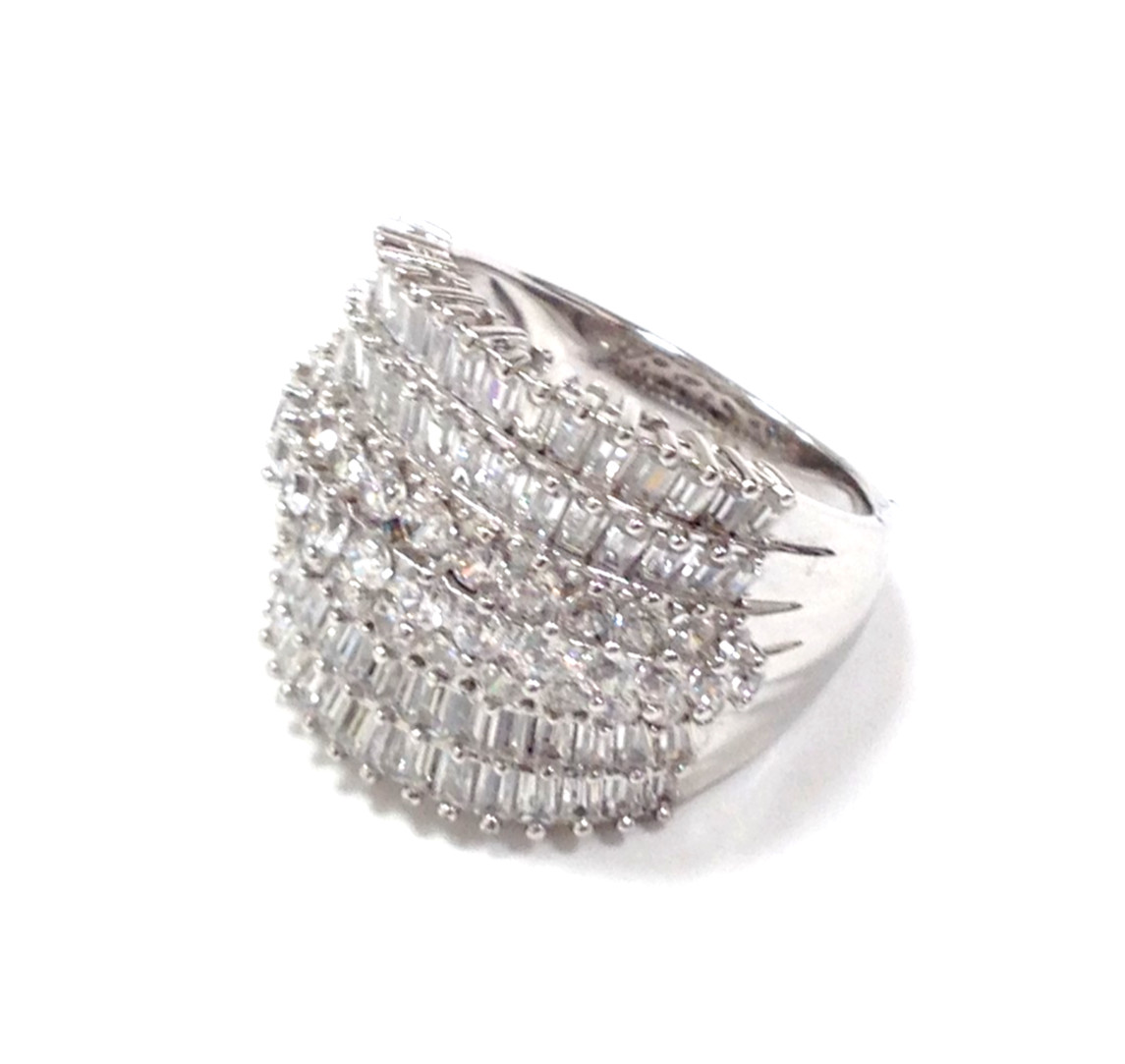 FZN Fuzion Creations Sterling Silver Clear CZ Wide Band Ring Size 8.75 Jewelry