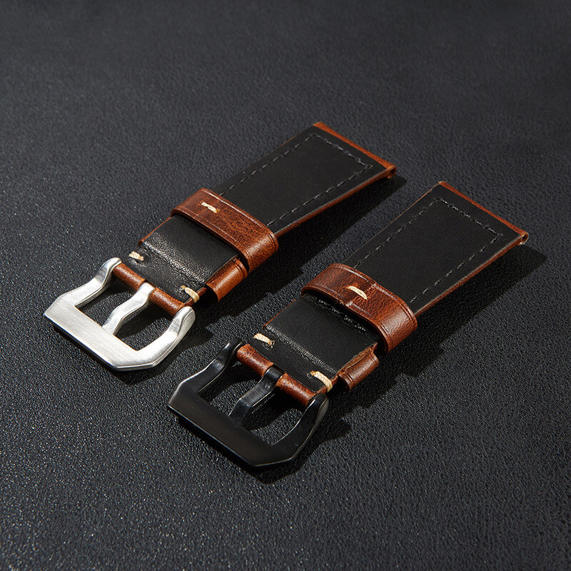 High-grade Italian Vintage Oil-waxed Genuine Leather Watch Band 20/22/24/26mm