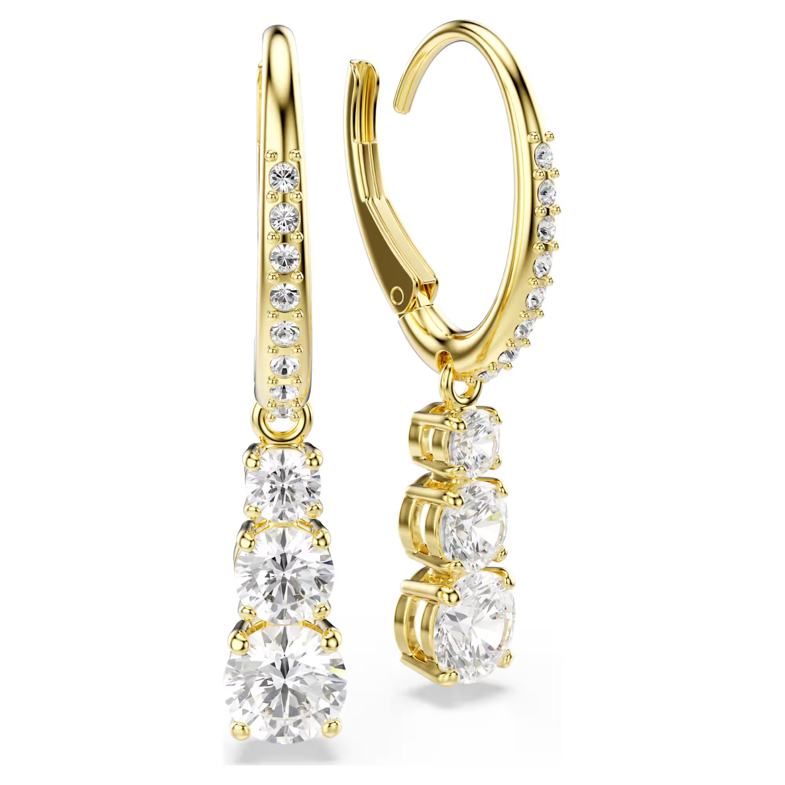Swarovski Stilla Attract Hoop Earrings Gold-Tone Plate 5723300 *NEW IN GIFT BOX*
