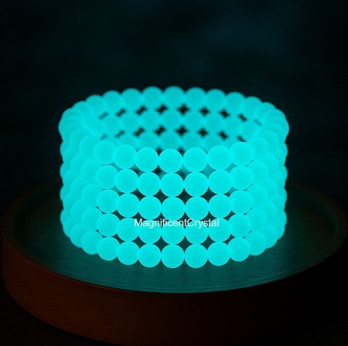 2pcs Luminous Stone Round Bead Bracelet Glow In The Dark Jewelry Party Gift
