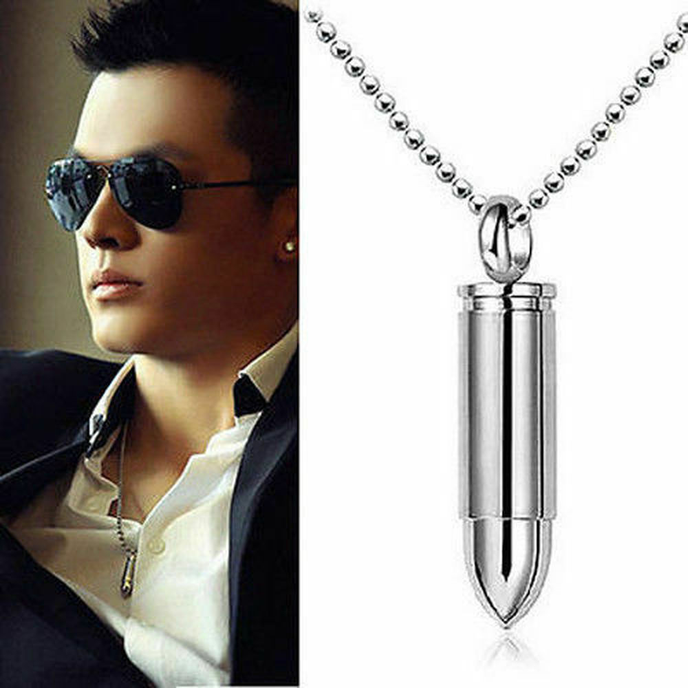 Bullet Urn Necklaces for Ashes Stainless Steel Cremation Jewelry Memorial Chain