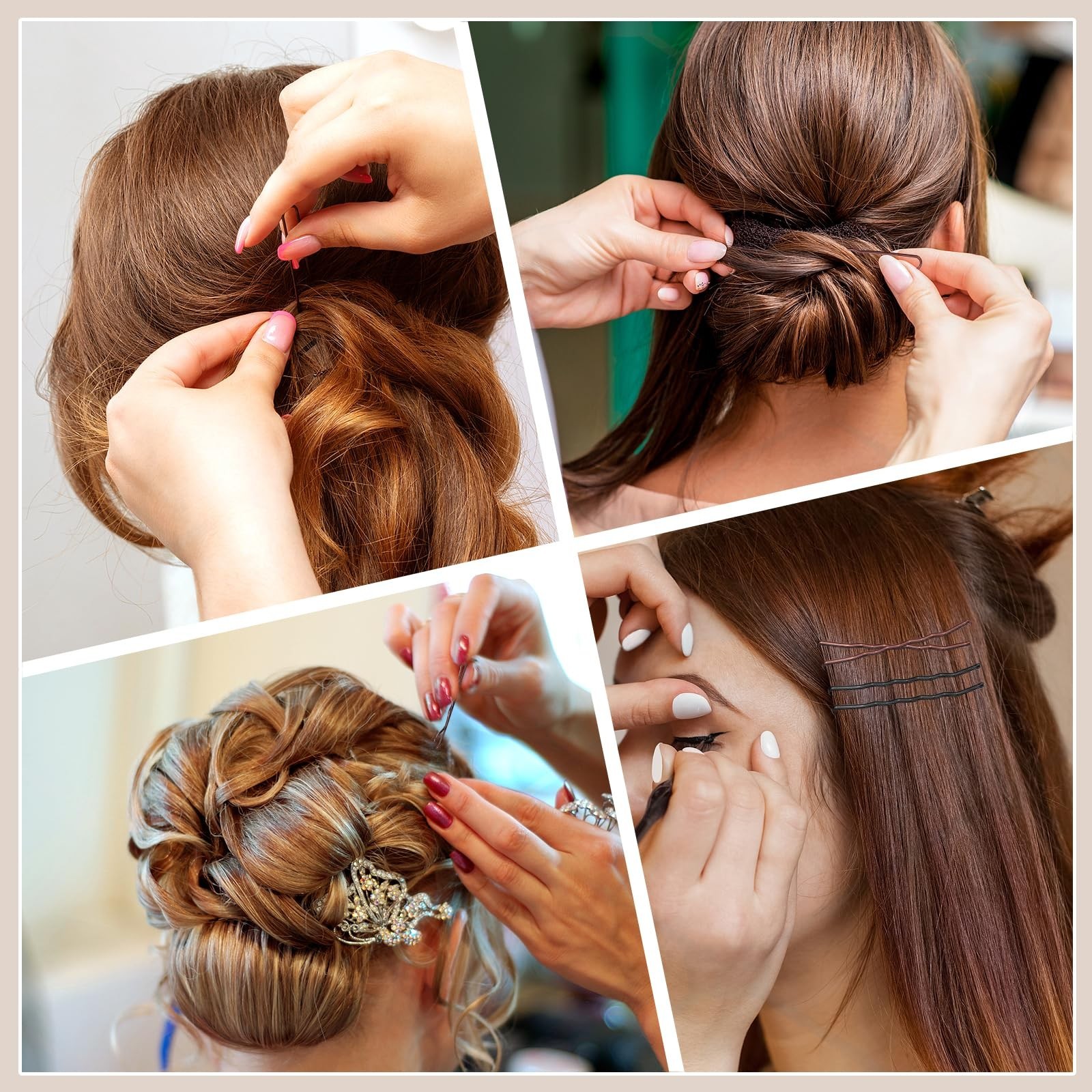 600PCS Bobby Pins Hair Pins Kit, Brown & Black Hair Clips & Bands with Storag…