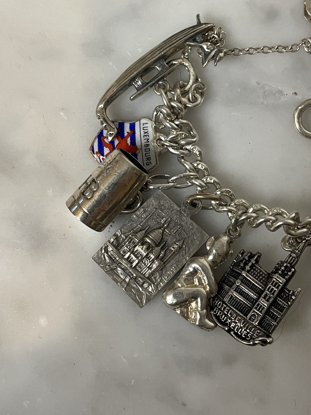 Vintage Charm Bracelet in Silver Euro Travel Theme … Charming see description
