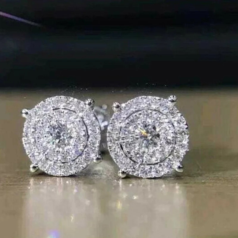 White Gold Diamond Earrings Round Brilliant G Color Classic Engagement Jewelry