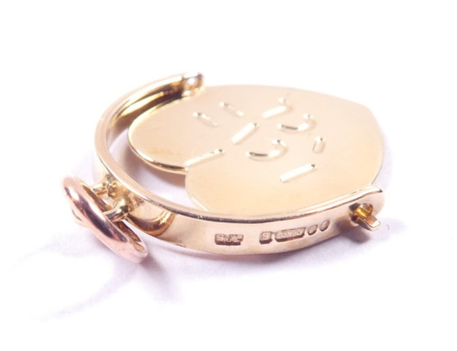 Pendant I Love You spinner charm pendant vintage 9 carat yellow gold heart shape