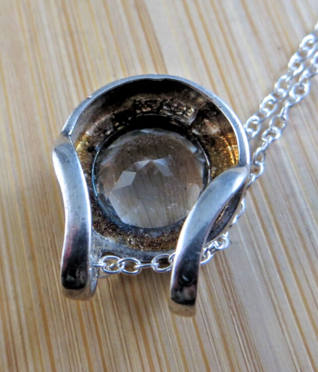 Very Light Blue Topaz Sterling Silver Round Pendant 18″Chain Necklace #586