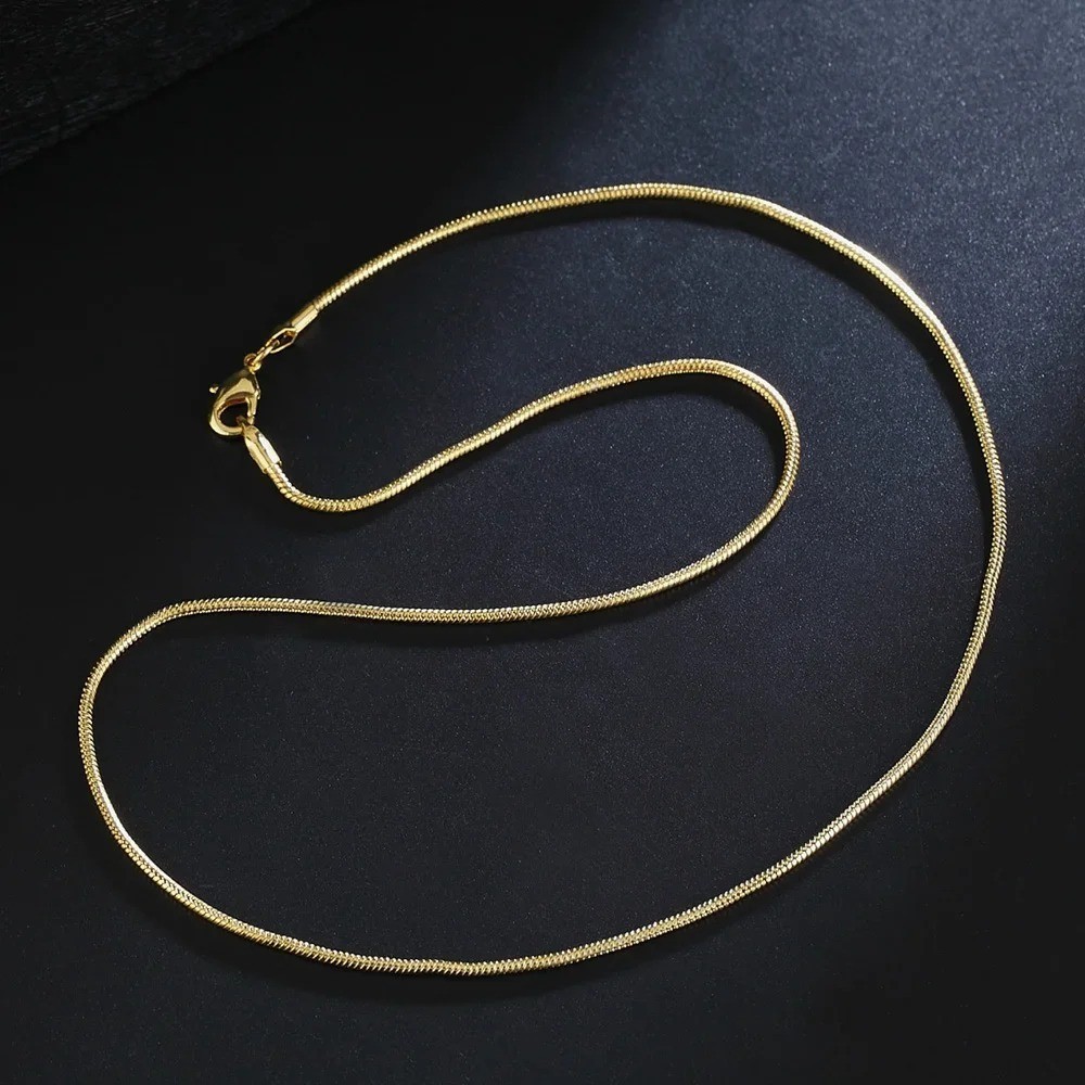 925 Sterling Silver Snake Chain Necklace 18K Gold Color 16-30 Inch Unisex – USA
