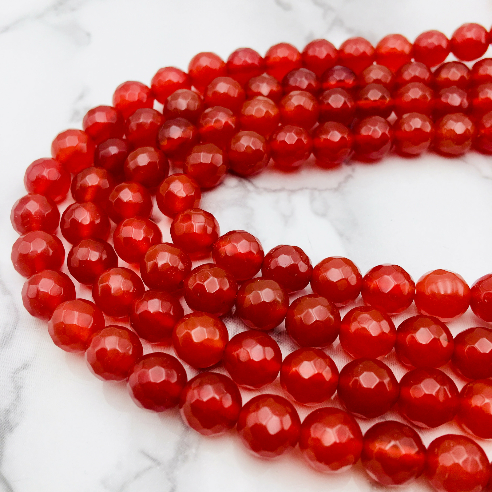 Carnelian Faceted Round Beads 4mm 6mm 8mm 10mm 12mm 15.5″ Strand
