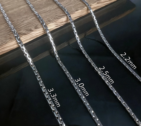 Pure Titanium Snake Chain Necklace Polished 3mm Wide Anti Allergic Classic Gift