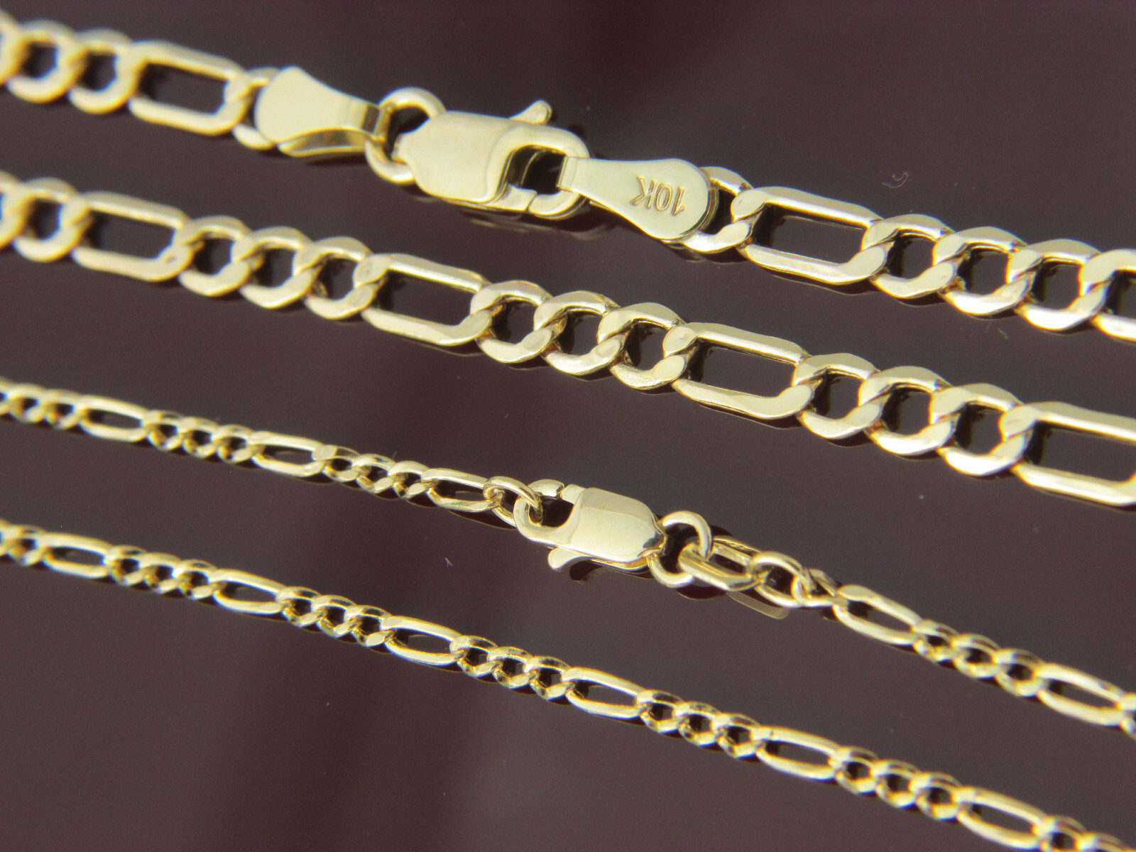 10k gold Figaro chain necklace 4mm and 2.25mm real gold