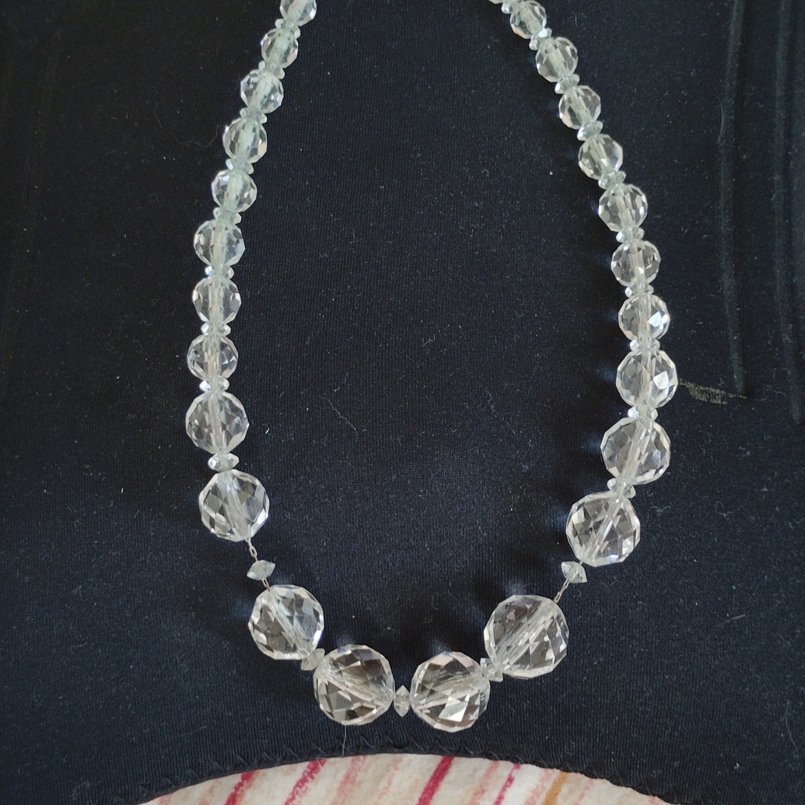 Clear Faceted Crystal Beaded Statement Necklace Round Beads Ball/Bead Chain