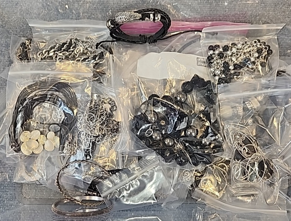 Jewelry Wearable Black & Silver Tone Collection 5 Lbs Lot # 580 See Description