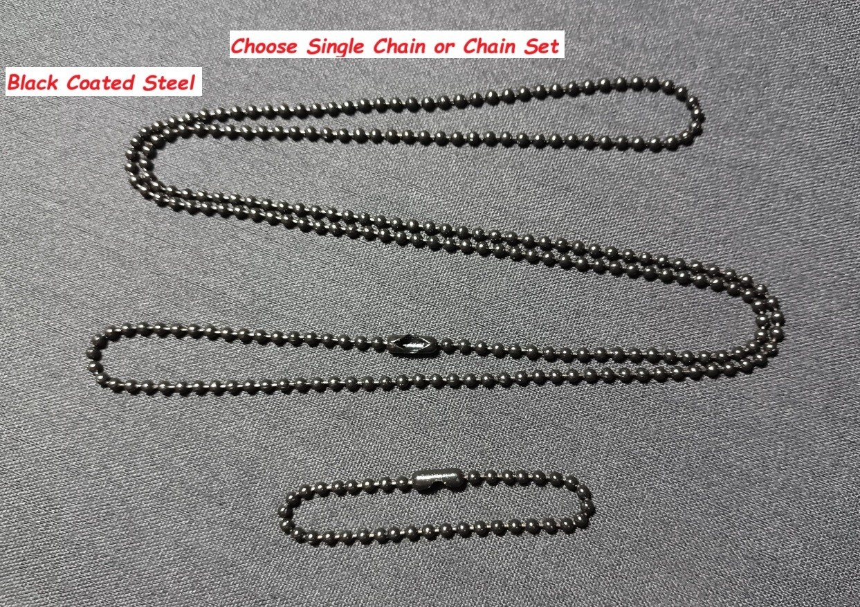 Military Army Navy Marine AF Dog Tag 2.4mm Ball Bead Chain or Chain Set FreeShip