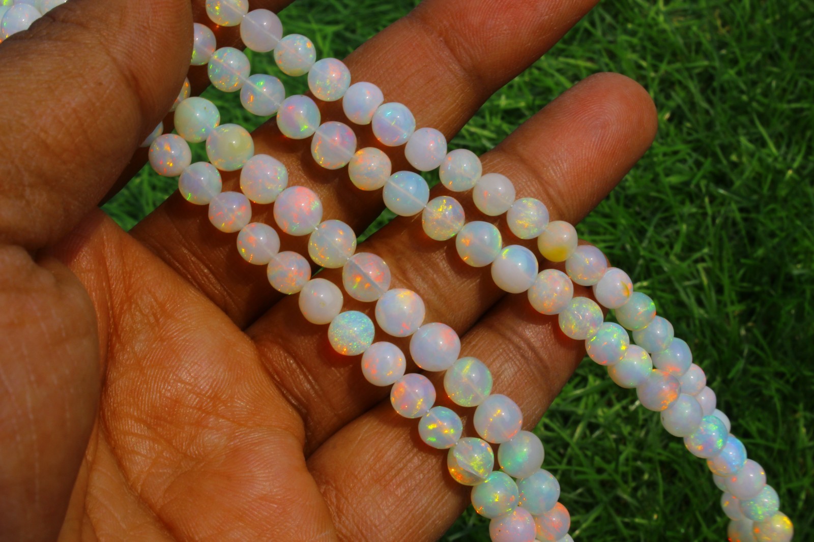 Natural Ethiopian Opal Round Beads 5-6mm Smooth Gemstone 8 Inch Strand Loose