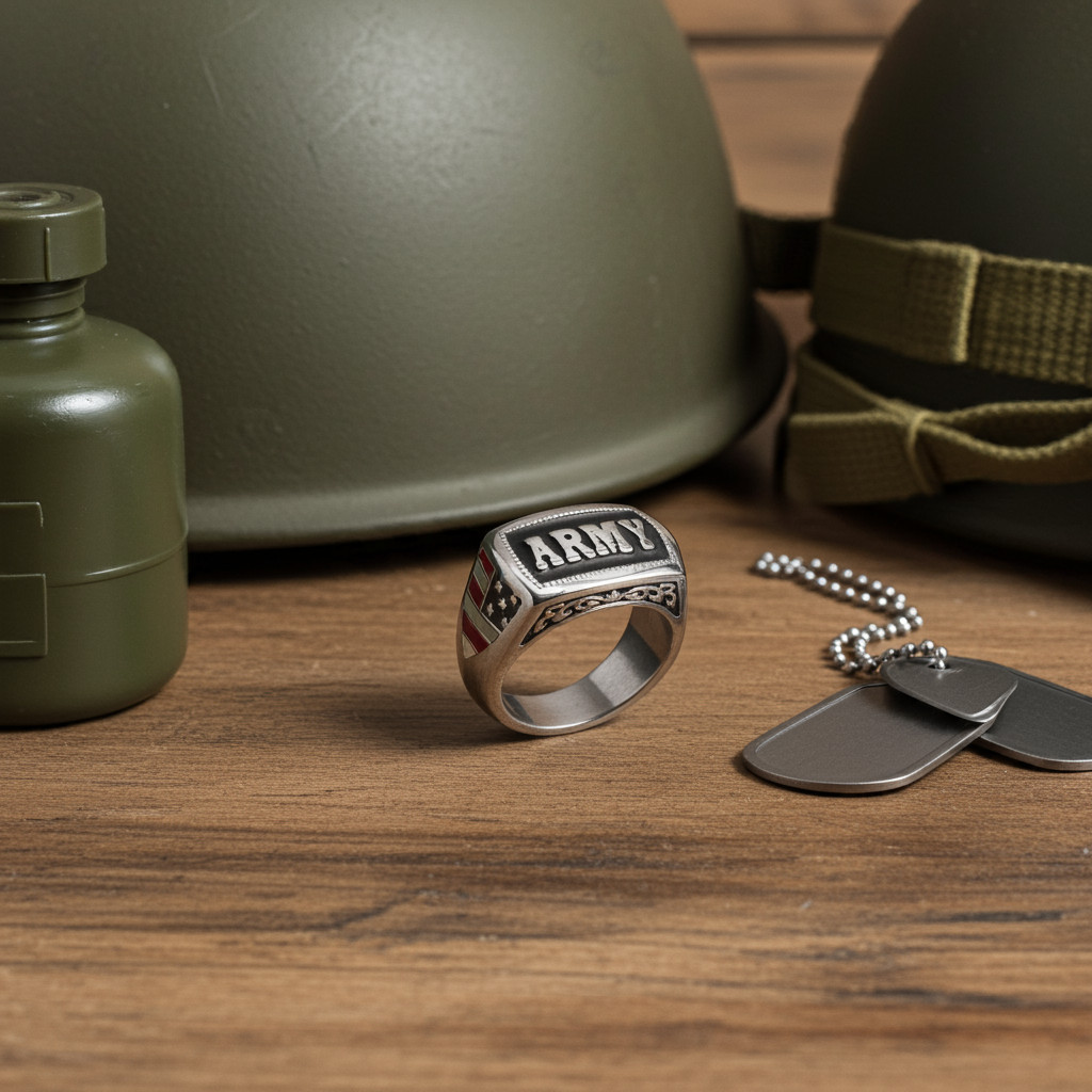 Unisex Stainless Steel ARMY Ring sizes 5 – 15 / 63