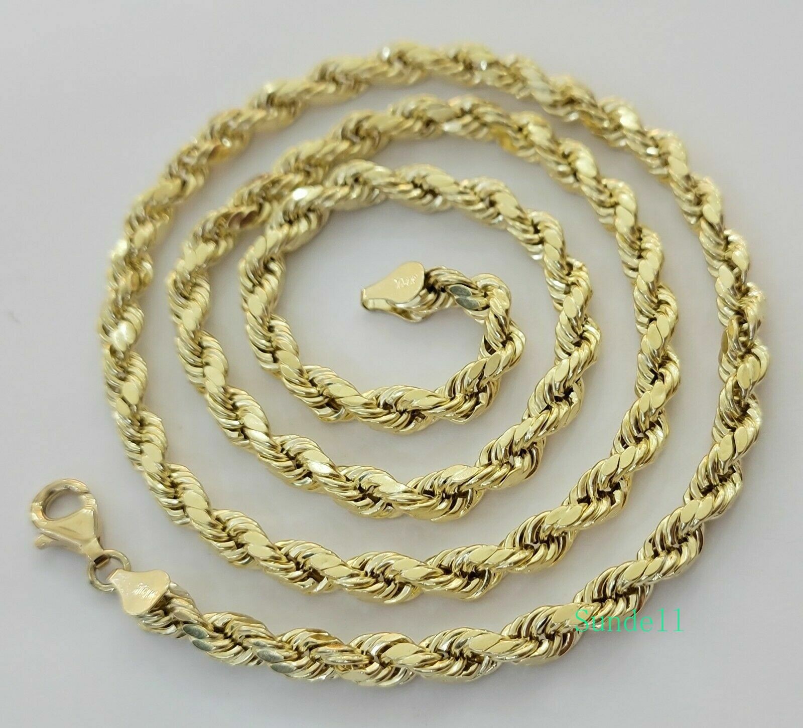 10k Yellow Gold Rope Chain Necklace 18″-30″ Men Women 4mm-10mm Real Gold Hollow