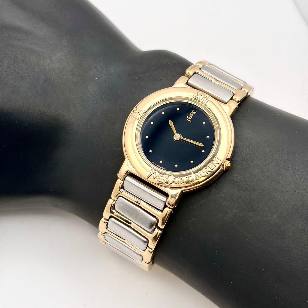 Yves Saint Laurent Boys Quartz Watch Black Dial Gold Combination Japan 0713150