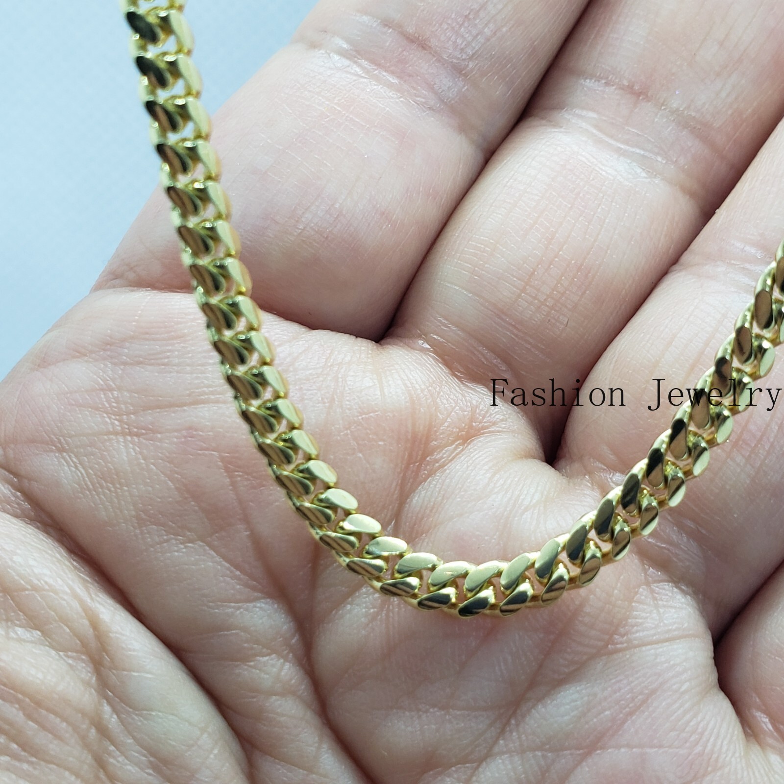 10K Solid Yellow Gold 3mm Width Miami Cuban Link Chain Necklace Unisex 18″ – 30″