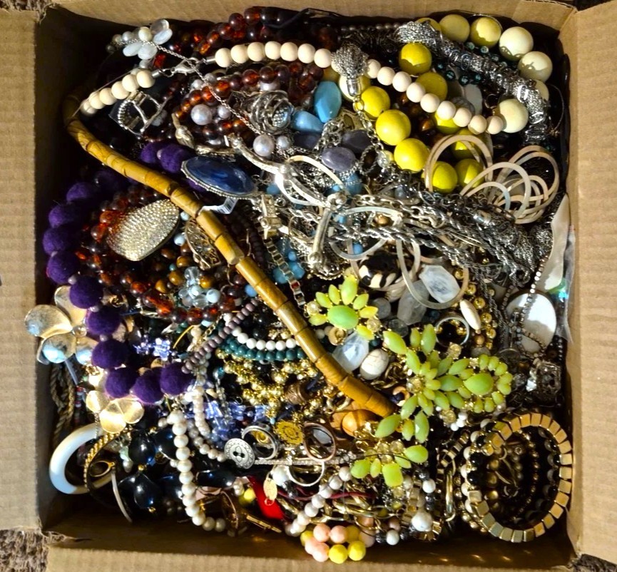 Tangled Unsearched Huge Jewelry Lot VTG Vintage & Mod Junk & Good Mix Resell Fun