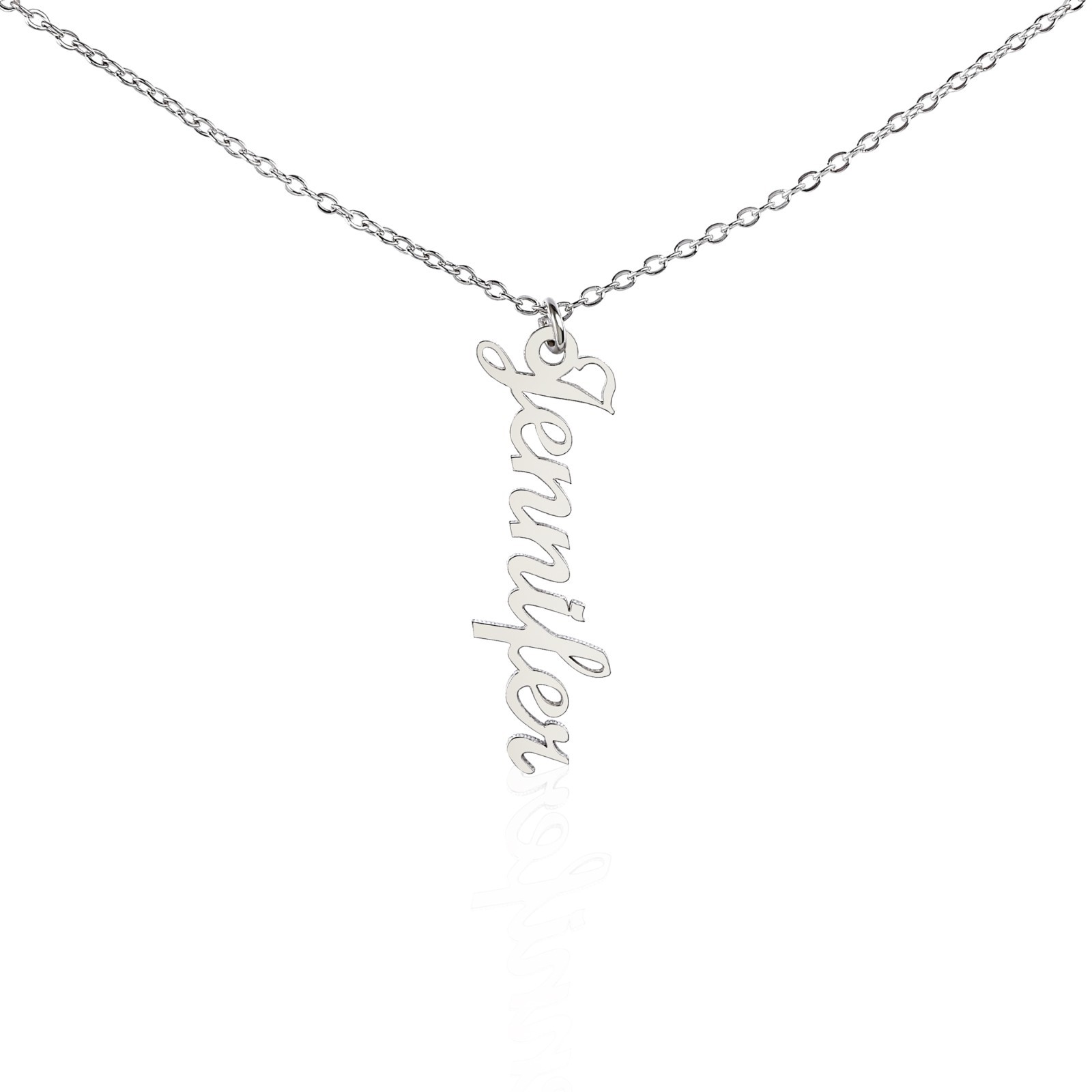 Personalized Vertical Name Necklace Custom Script Pendant Gift Box Silver Gold