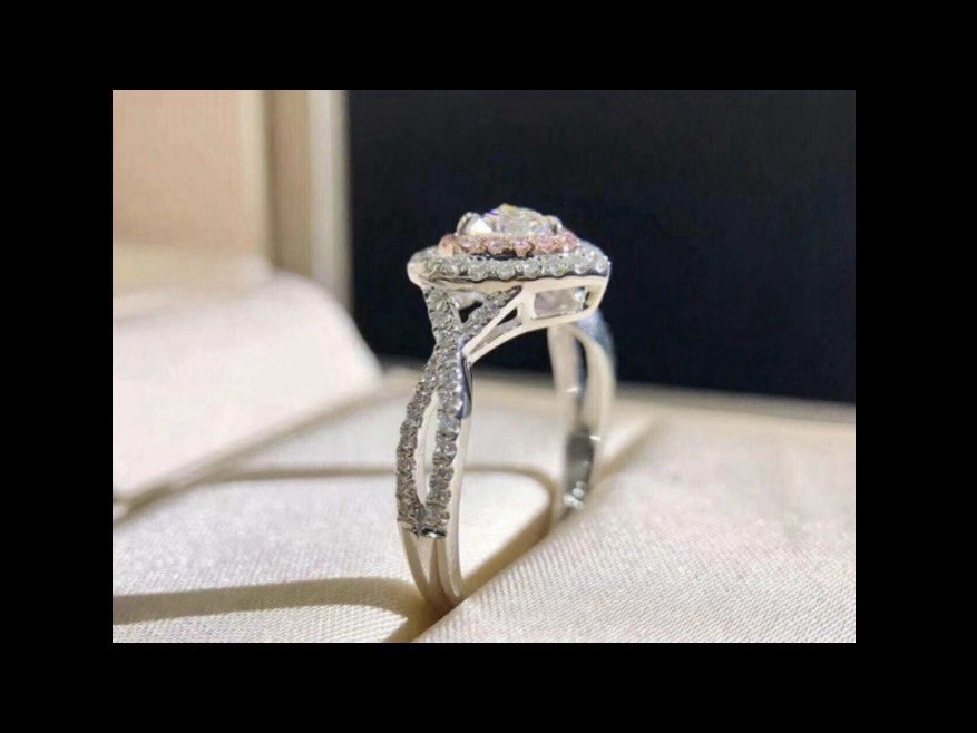 Beautiful White Sapphire Pink Zircon CZ Halo Heart Ring Size 10