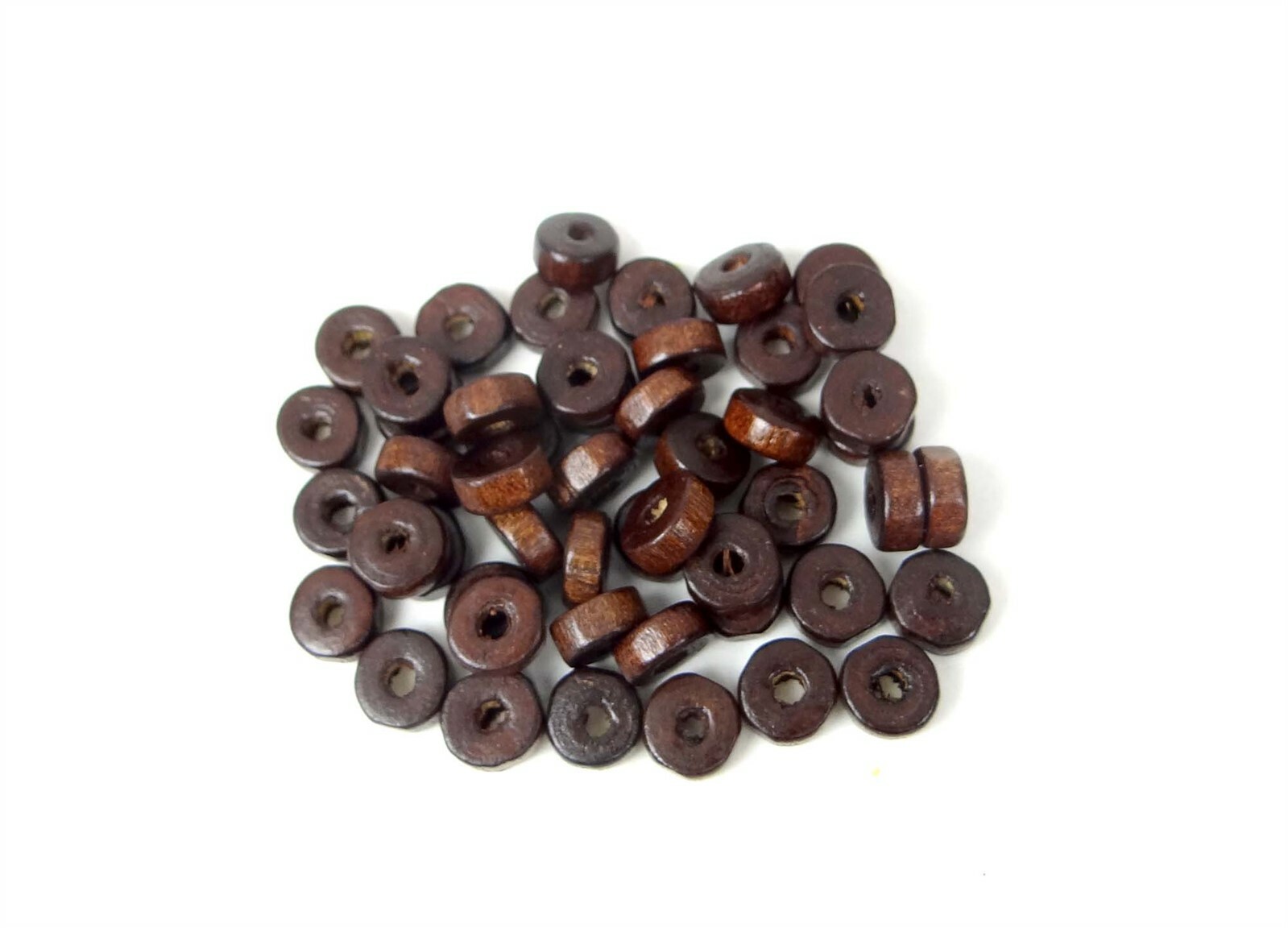 50 Brown Wood beads – Natural Wooden Heishi Rondelle Spacer