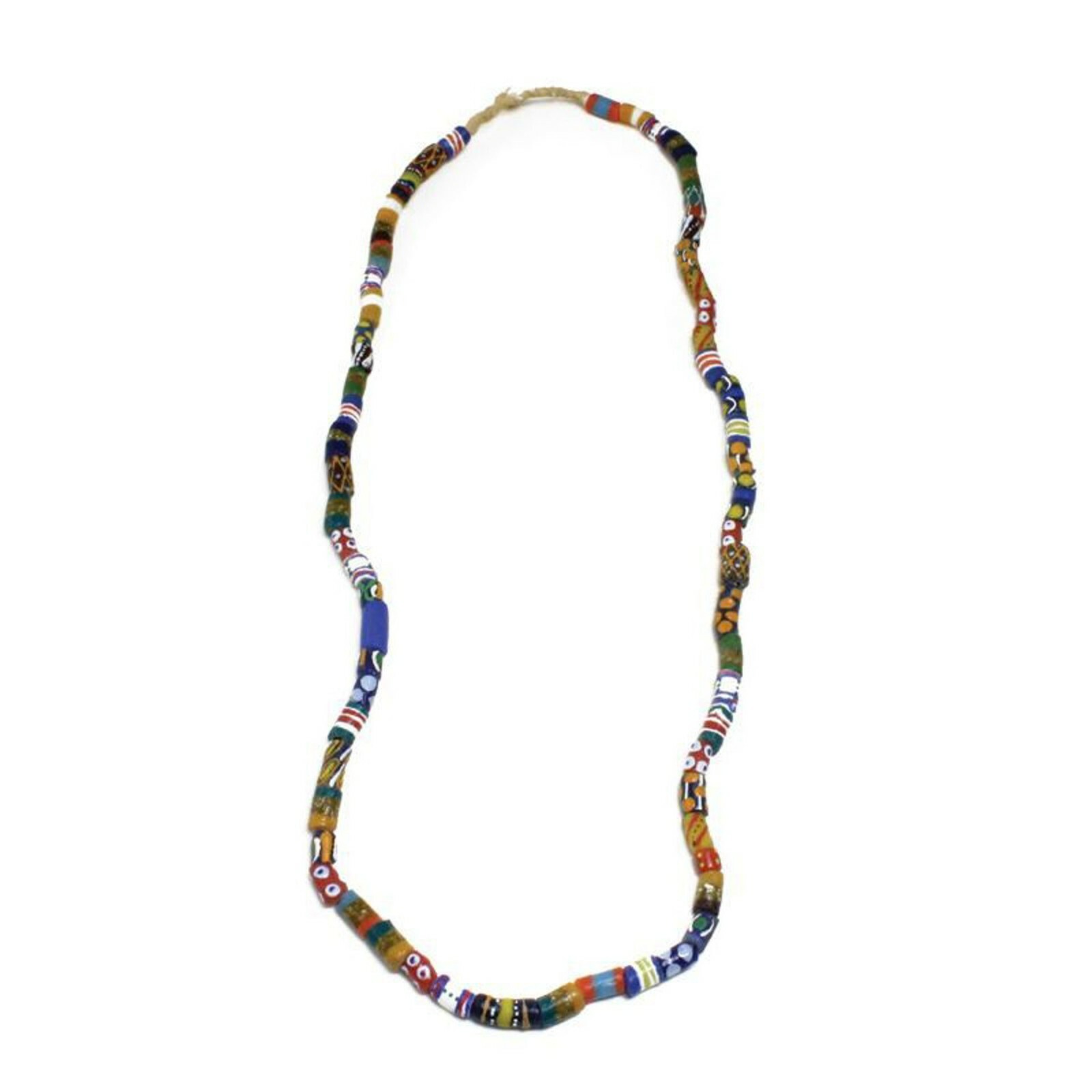 Ghana African Trade Bead Long Necklace 43″ long (Multi-Colored)