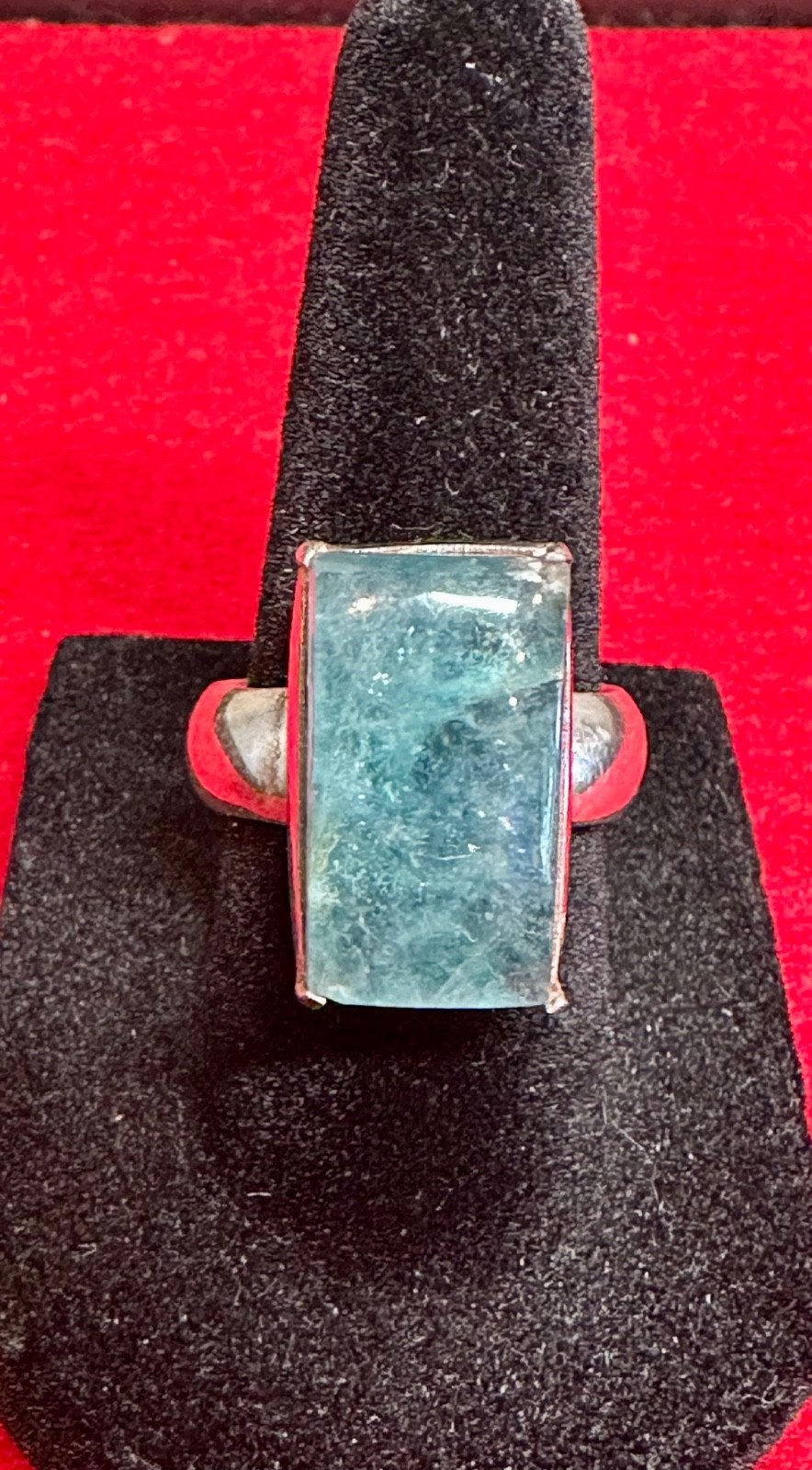Vintage Nepal 925 Sterling Silver Blue Stone Statement Ring Sz 6 Signed READ