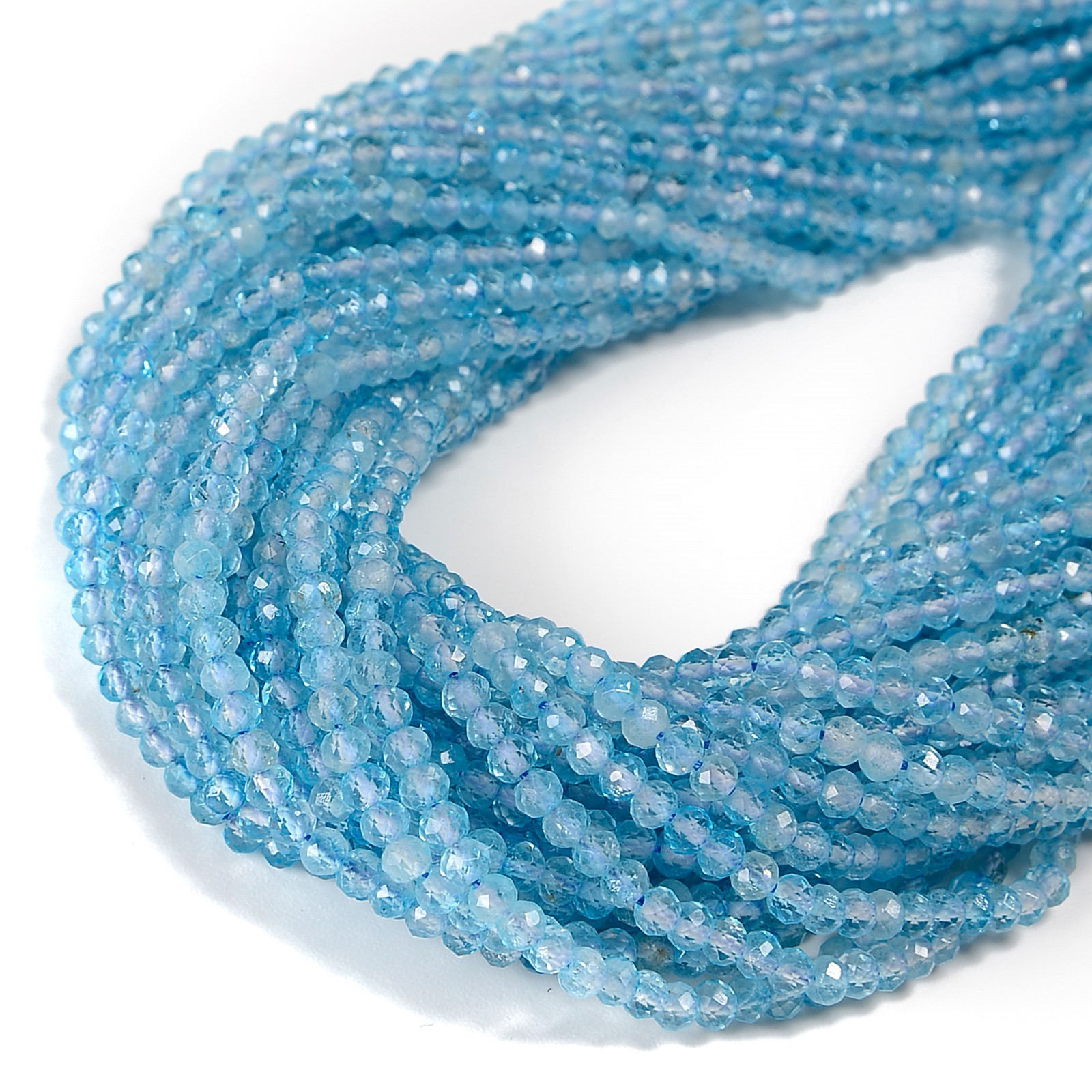 Natural Topaz Faceted Rondelle Beads Size 3x4mm 15.5″ Strand