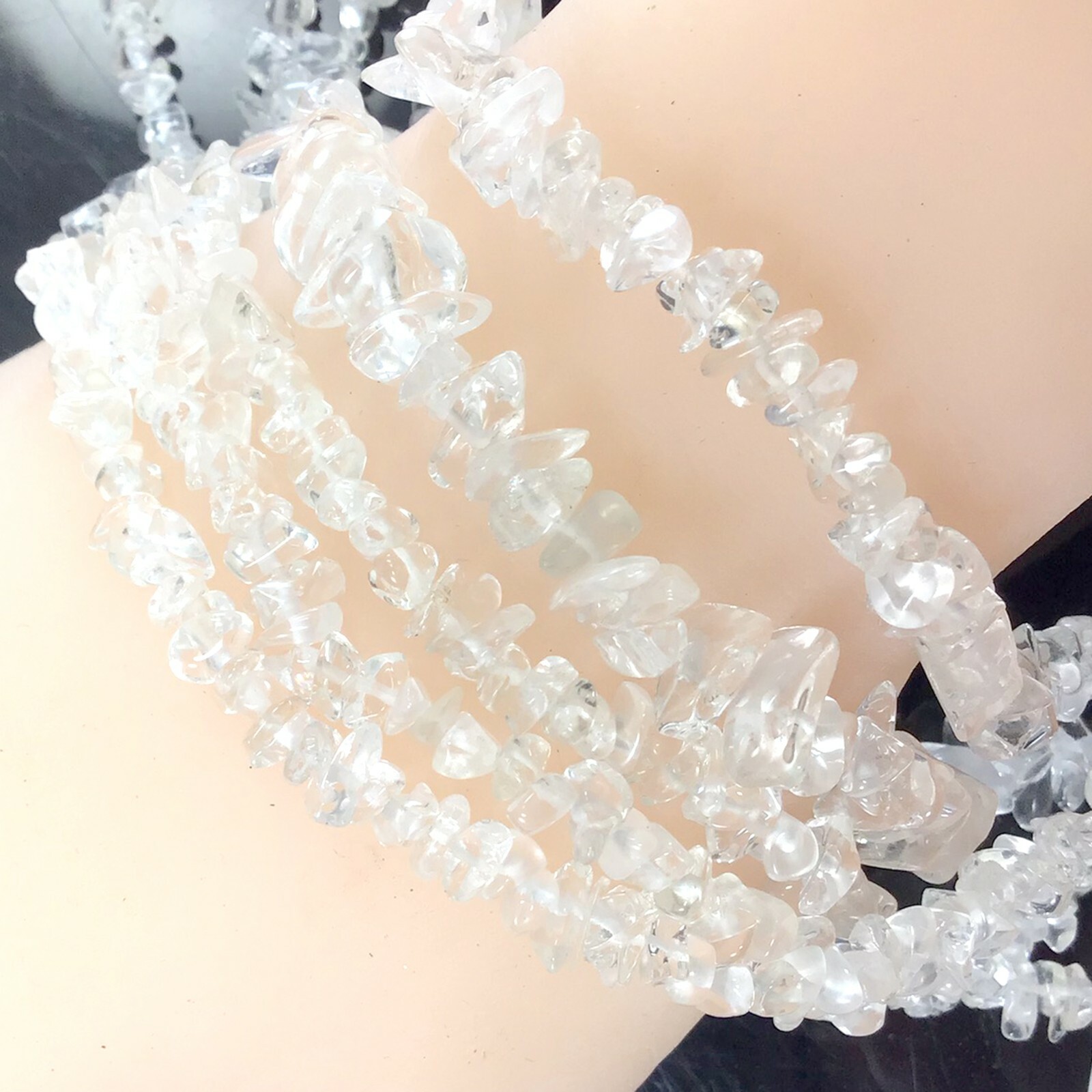 Natural Gemstones Clear Crystal Quartz Chip Beads 32″ Full Strand Jewelry Making
