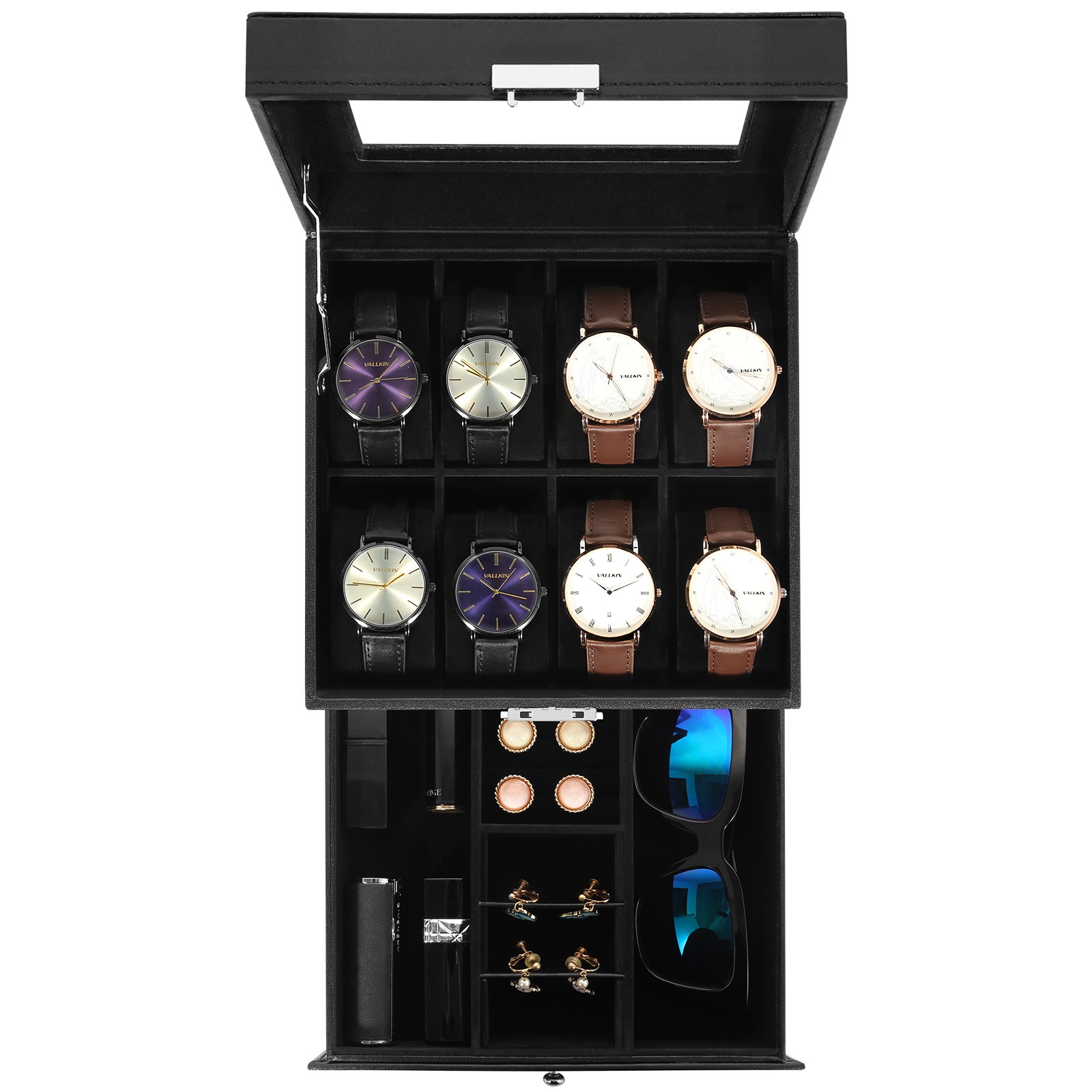3/6/8/10/12/24 Slots PU Leather Watch Box Organizer Jewelry Display Storage Case