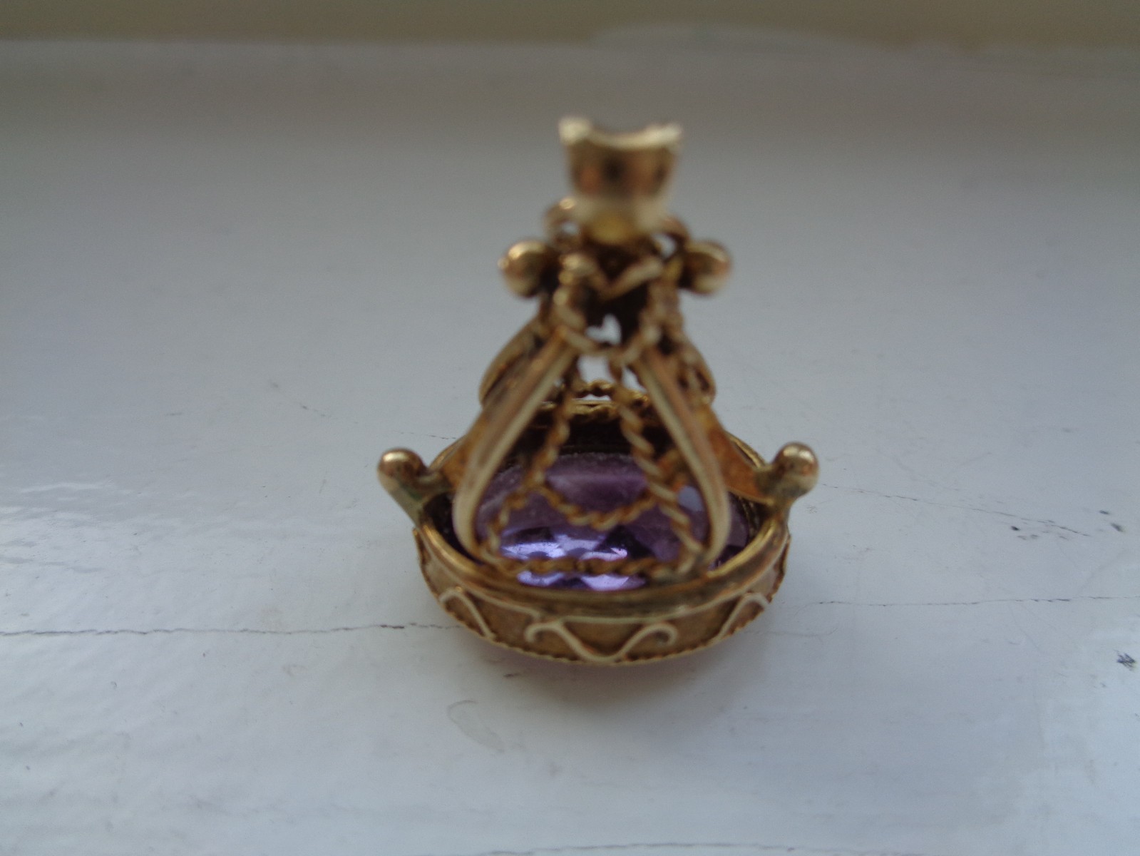 9 Carat Gold Fob with Faceted 3 Carat Amethyst Stone