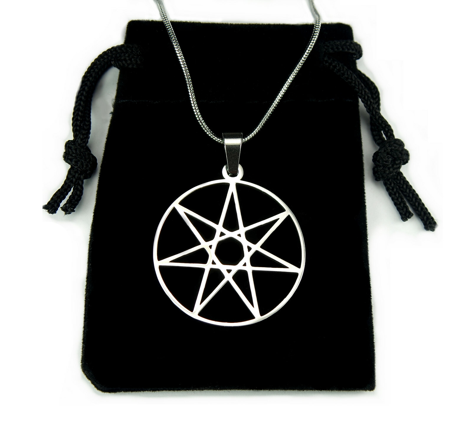 Septagram Necklace, 7 Pointed Star Heptagram Stainless Charm Pendant Chain Gift