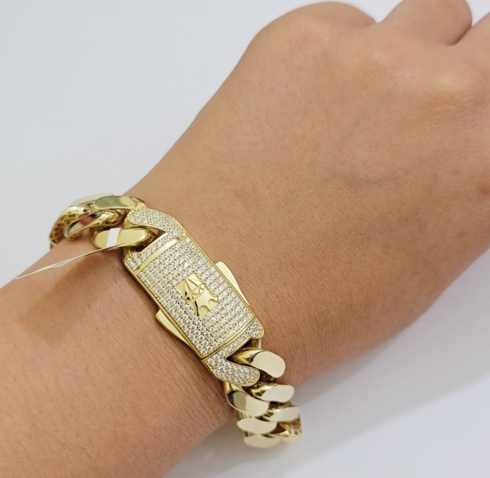 Mens 10k Yellow Gold Bracelet Royal Cuban Link 8.5 inch 15mm Real 10KT