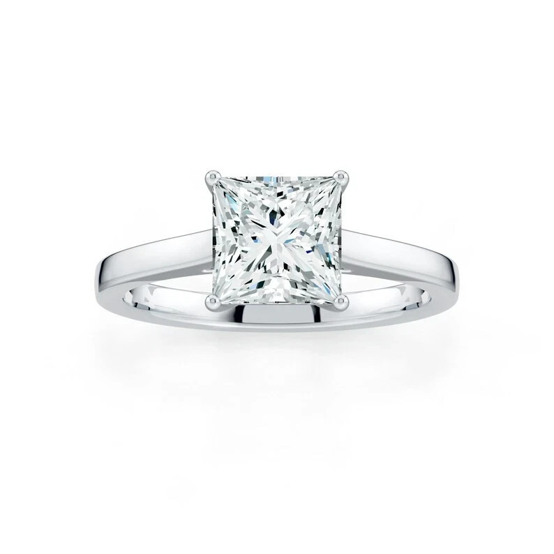 2 CT Princess Cut Moissanite Solitaire Ring 925 Sterling Silver Promise Ring