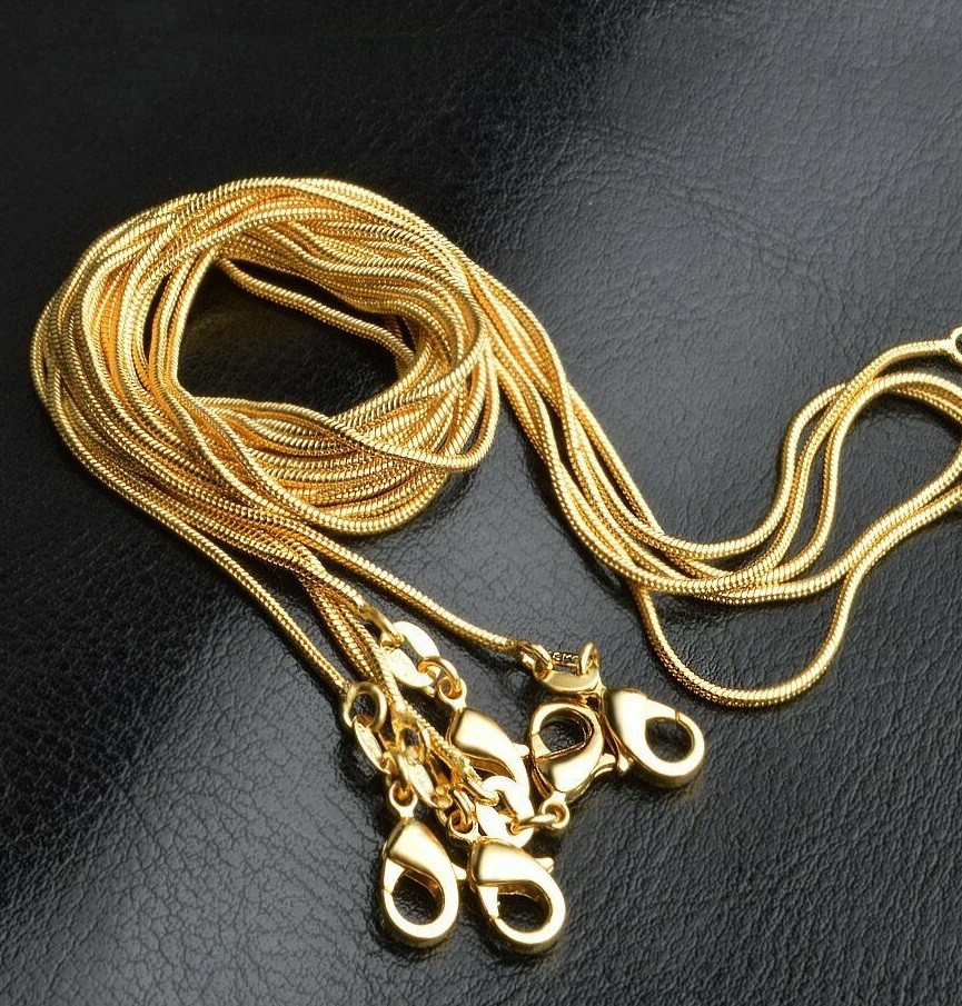 18K Yellow Gold Filled Round Snake Chain 16/18/20/22/24/26/28/30/32/34/36/38inch