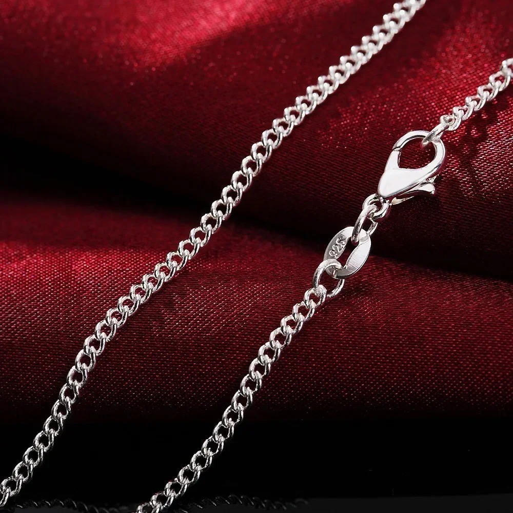 925 Sterling Silver 2mm Chain Necklace 16-30in Women Men Jewelry